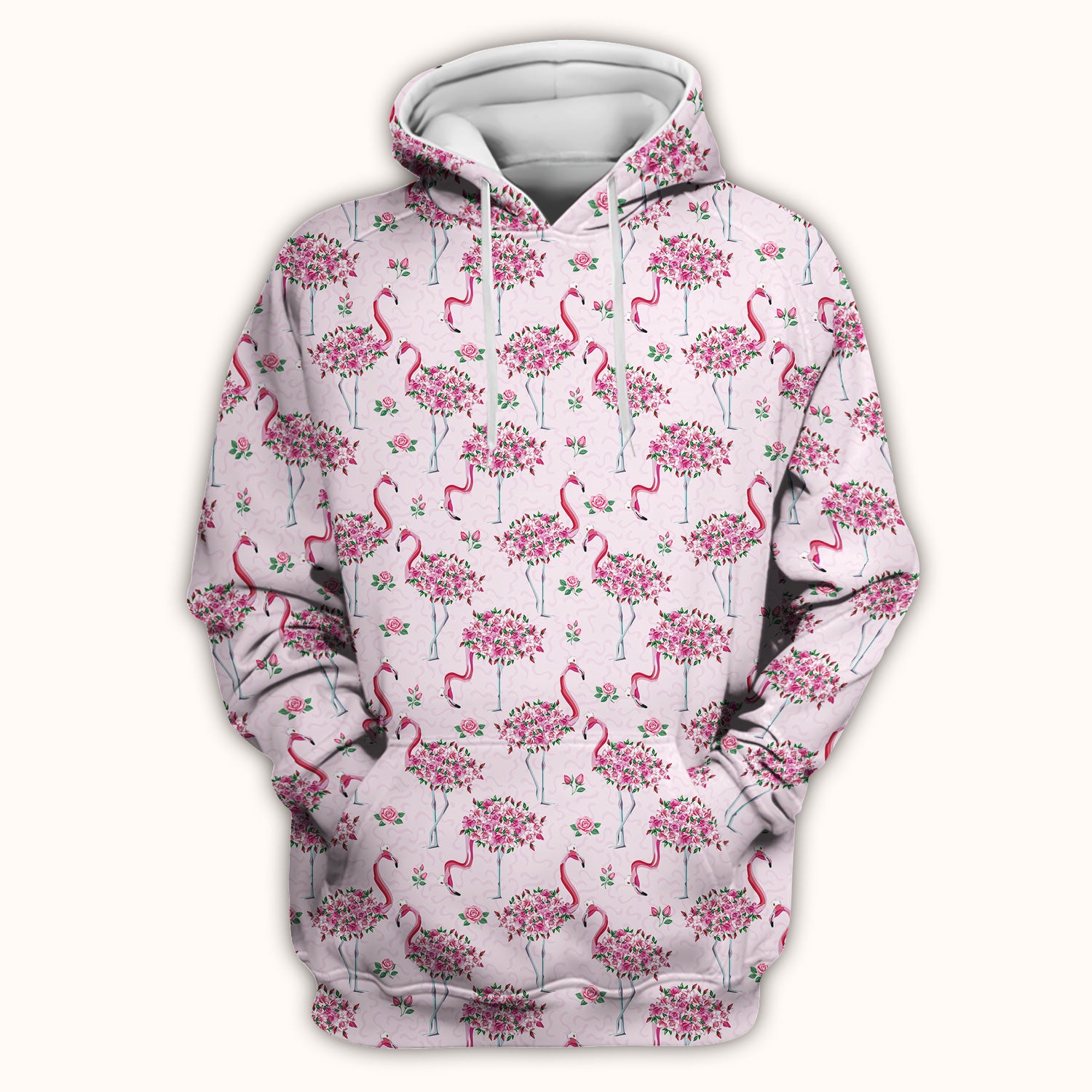 Pink Flamingo Floral Pattern Scrub Top, Comfortable Scrubs for Nurses