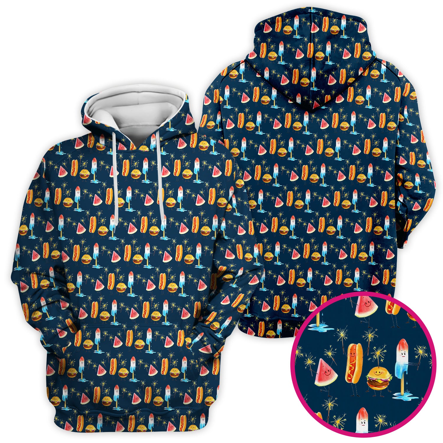 Funny Summer Food Icons Pattern Scrub Top, Comfortable Scrubs for Nurses