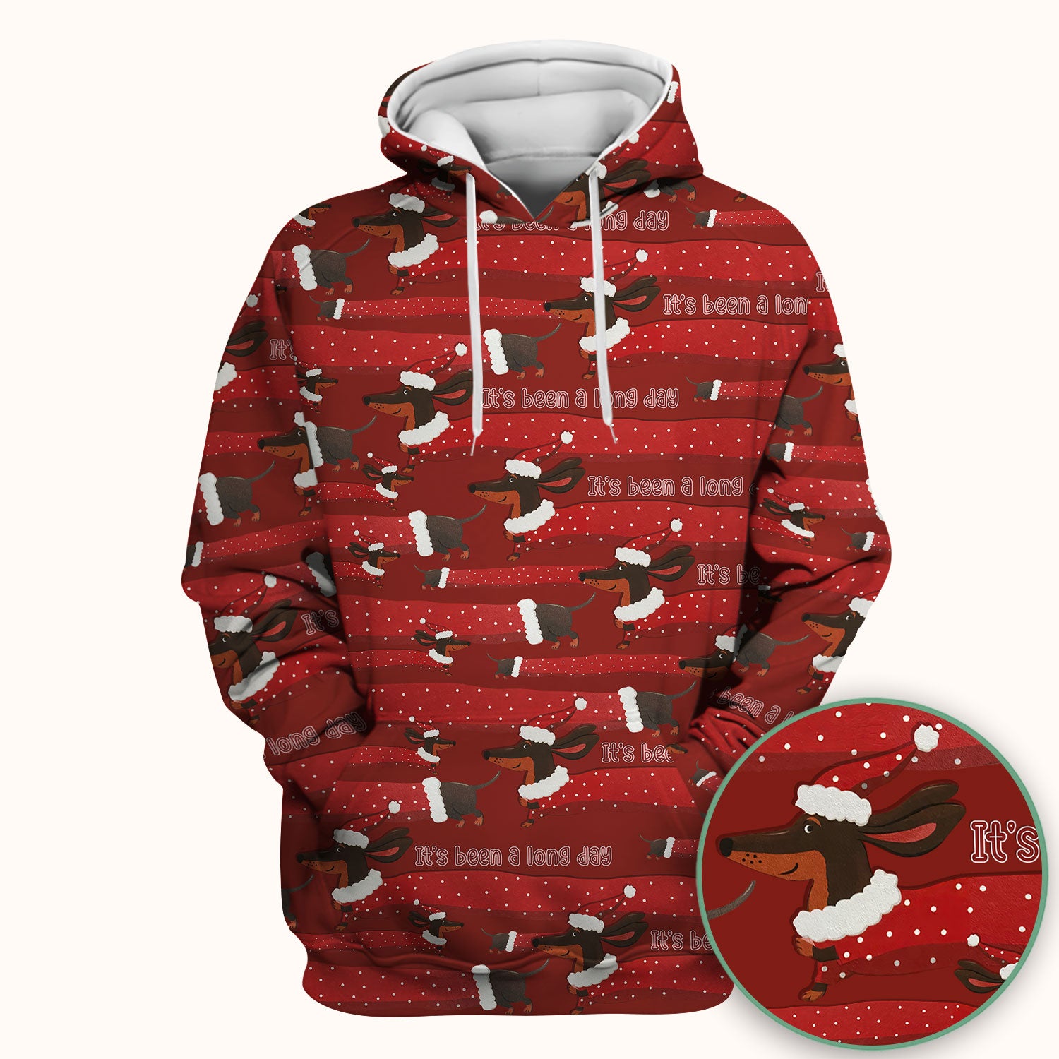 Funny Dachshund Christmas Scrub Top - It's Been a Long Day Shirt - Cute Wiener Dog Holiday Medical Uniform for Women
