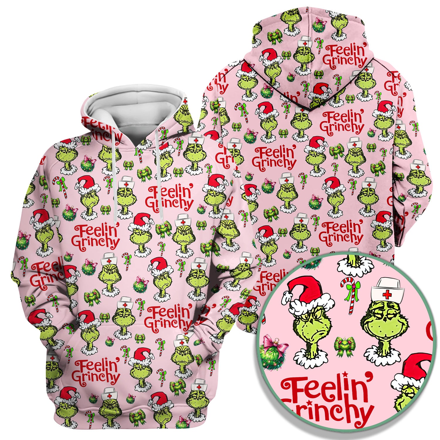 Grinch Nurse Christmas Scrub - Feelin‰۪ Grinchy Top - Funny Holiday Medical Uniform Gift for RN CNA LPN