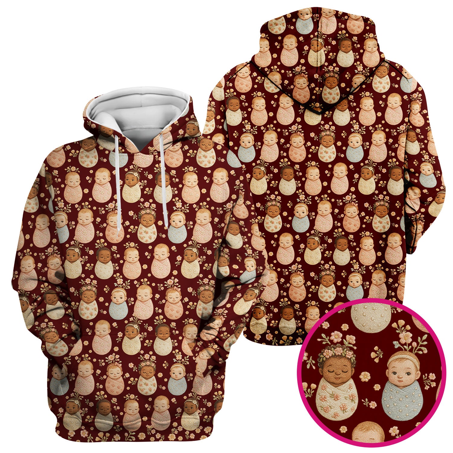 Sweet Newborn Baby Floral Print Nurse Scrub Top, Comfortable Scrubs for Nurses