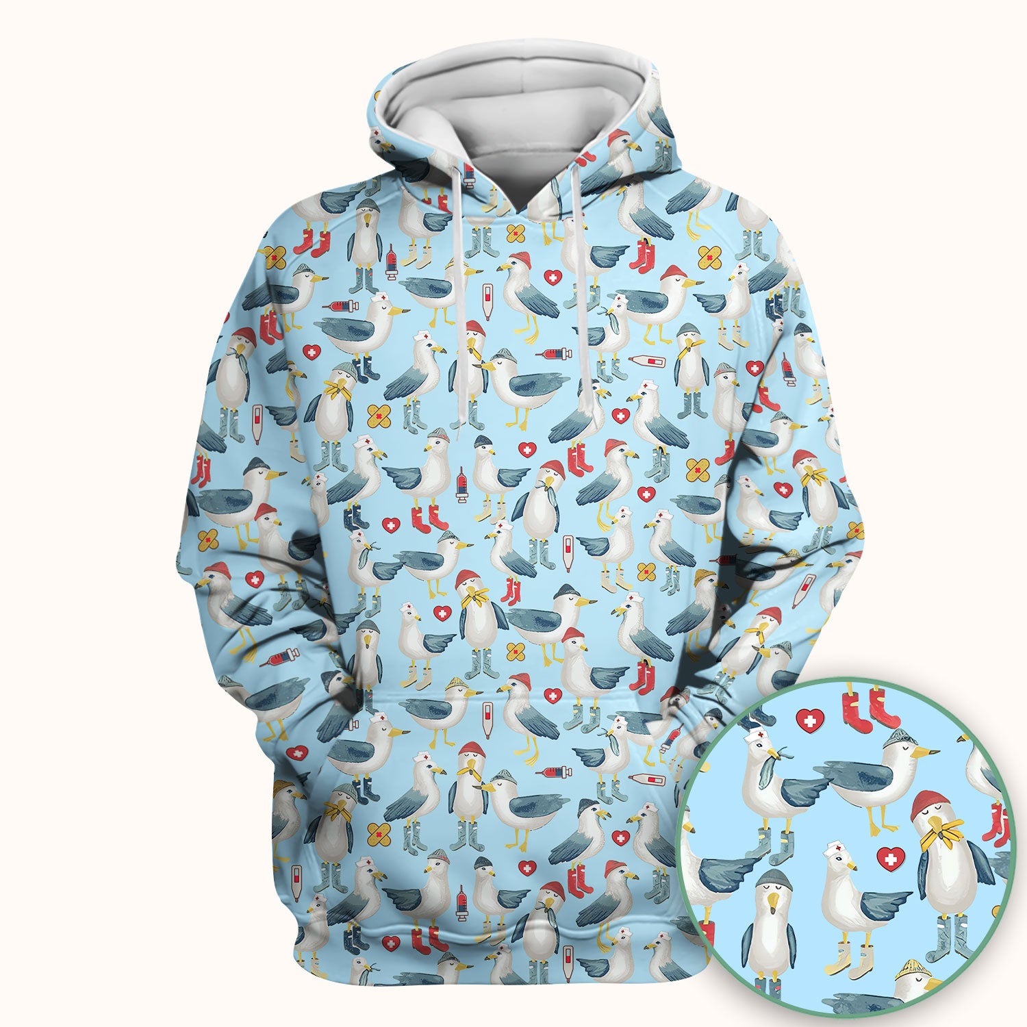 Seagull Scrub Top for Nurses - Adorable Birds Medical Uniform - Funny Shirt for RN CNA LPN