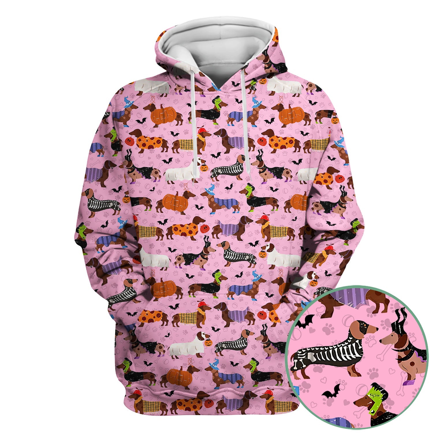 Halloween Dachshund Scrub Top for Women - Funny Pumpkin Skeleton Nursing Uniform RN LPN CNA Gift - Cute Sausage Dog Print Medical Shirt