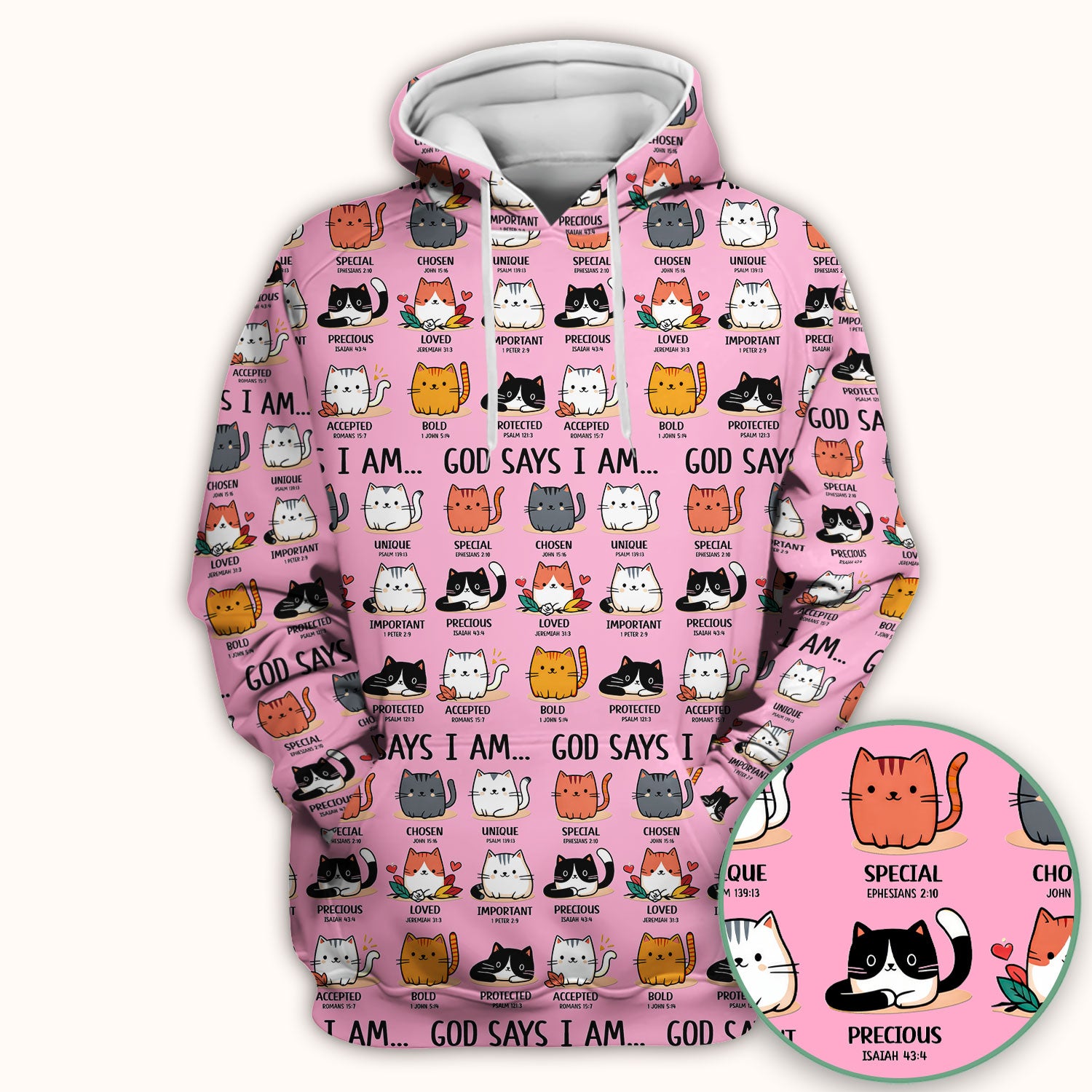 Cute Christian Cat God Says I Am Scrub Top, Comfortable Scrubs for Nurses
