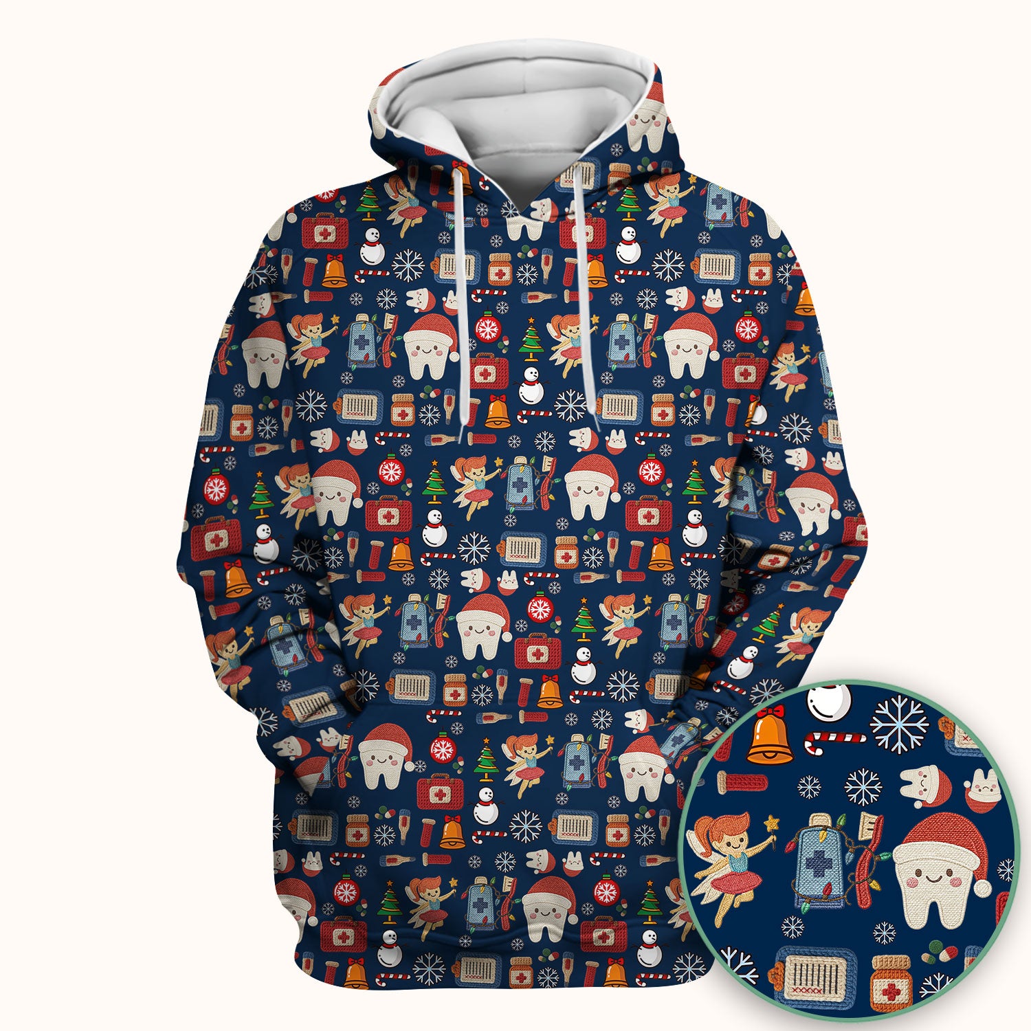 Christmas Dental Scrub Top - Cute Santa Tooth & Snowman Shirt - Festive Holiday Medical Uniform for Dentists, Hygienists & Nurses