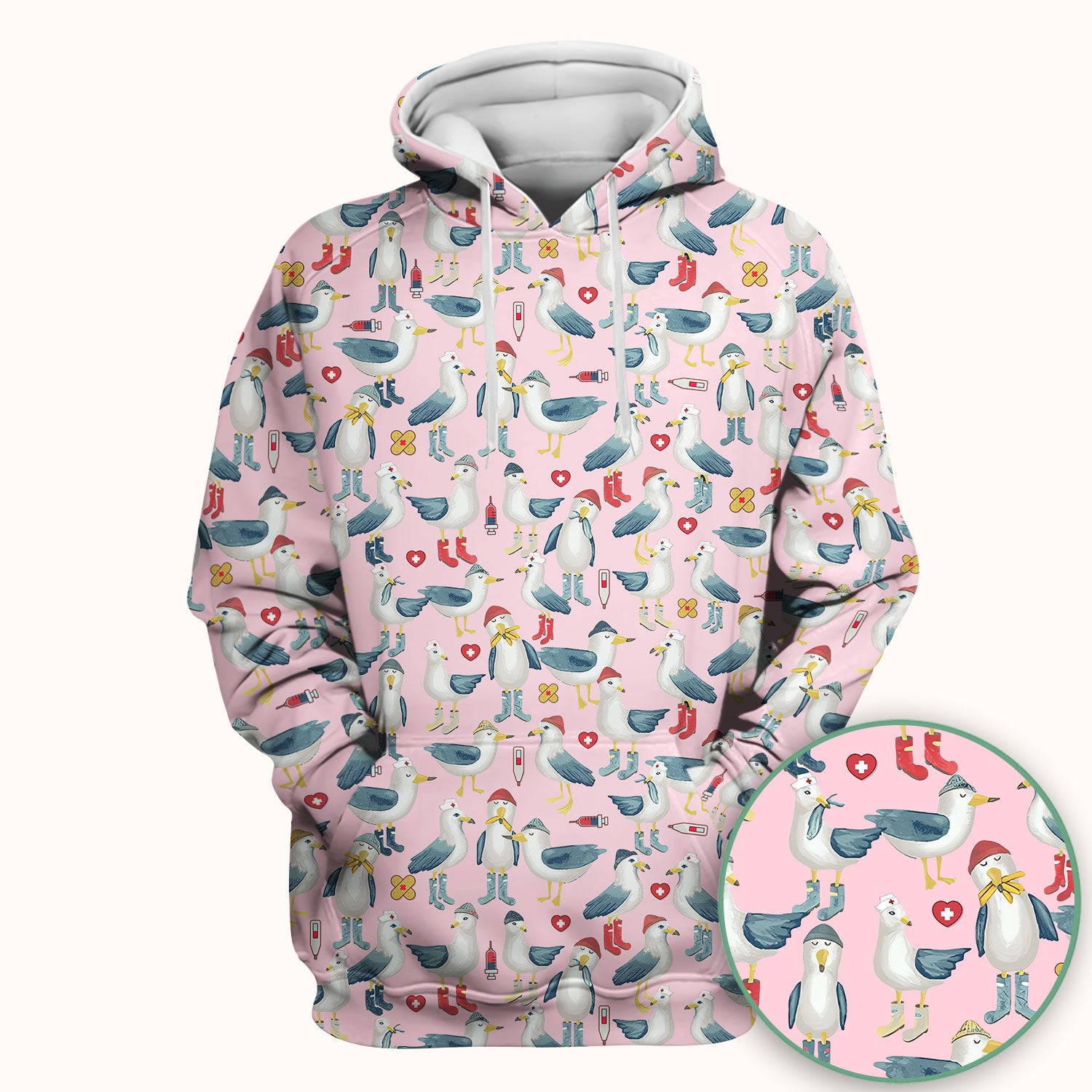 Seagull Scrub Top for Nurses - Adorable Birds Medical Uniform - Funny Shirt for RN CNA LPN