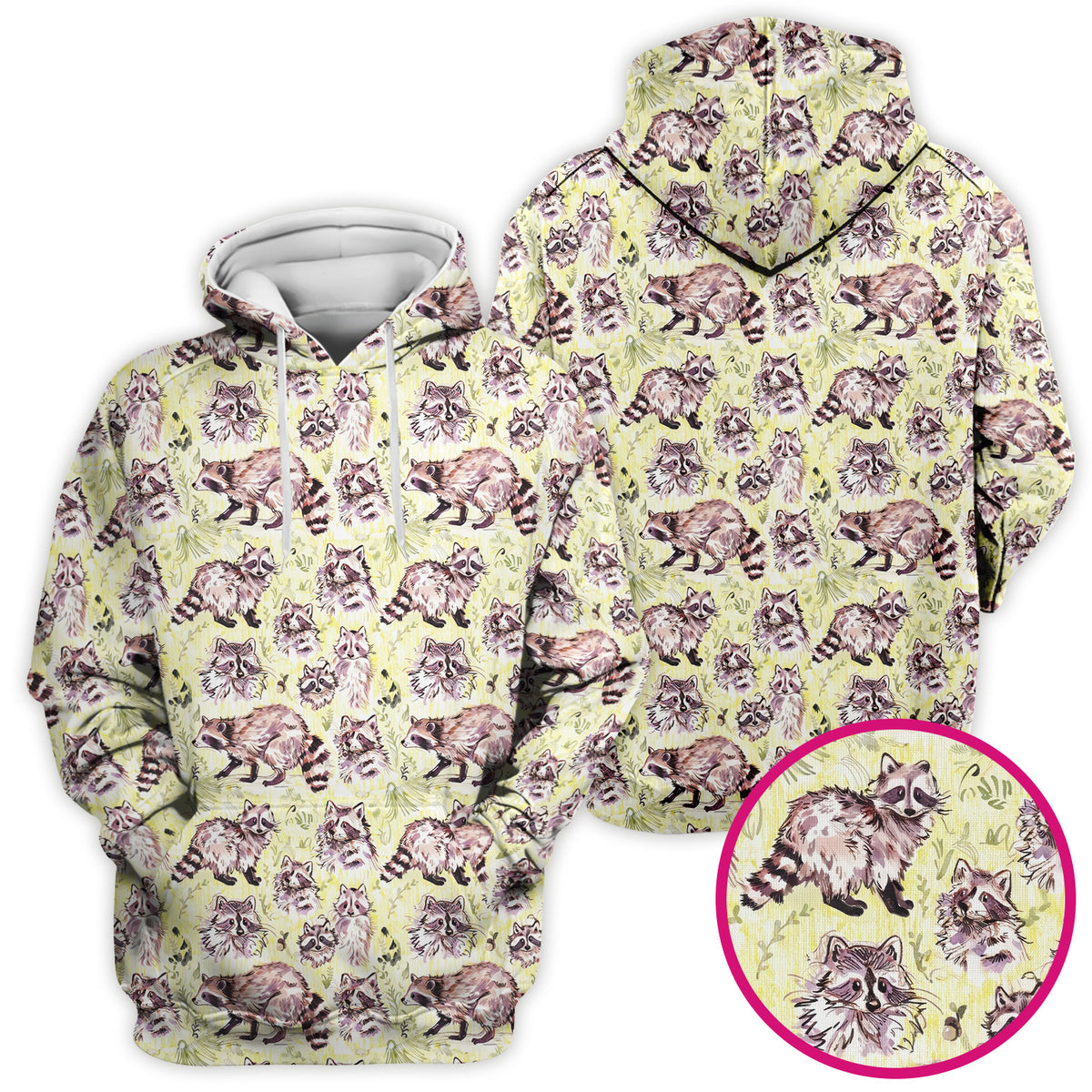 Cute Woodland Raccoon Forest Animal Pattern Scrub Top, Comfortable Scrubs for Nurses