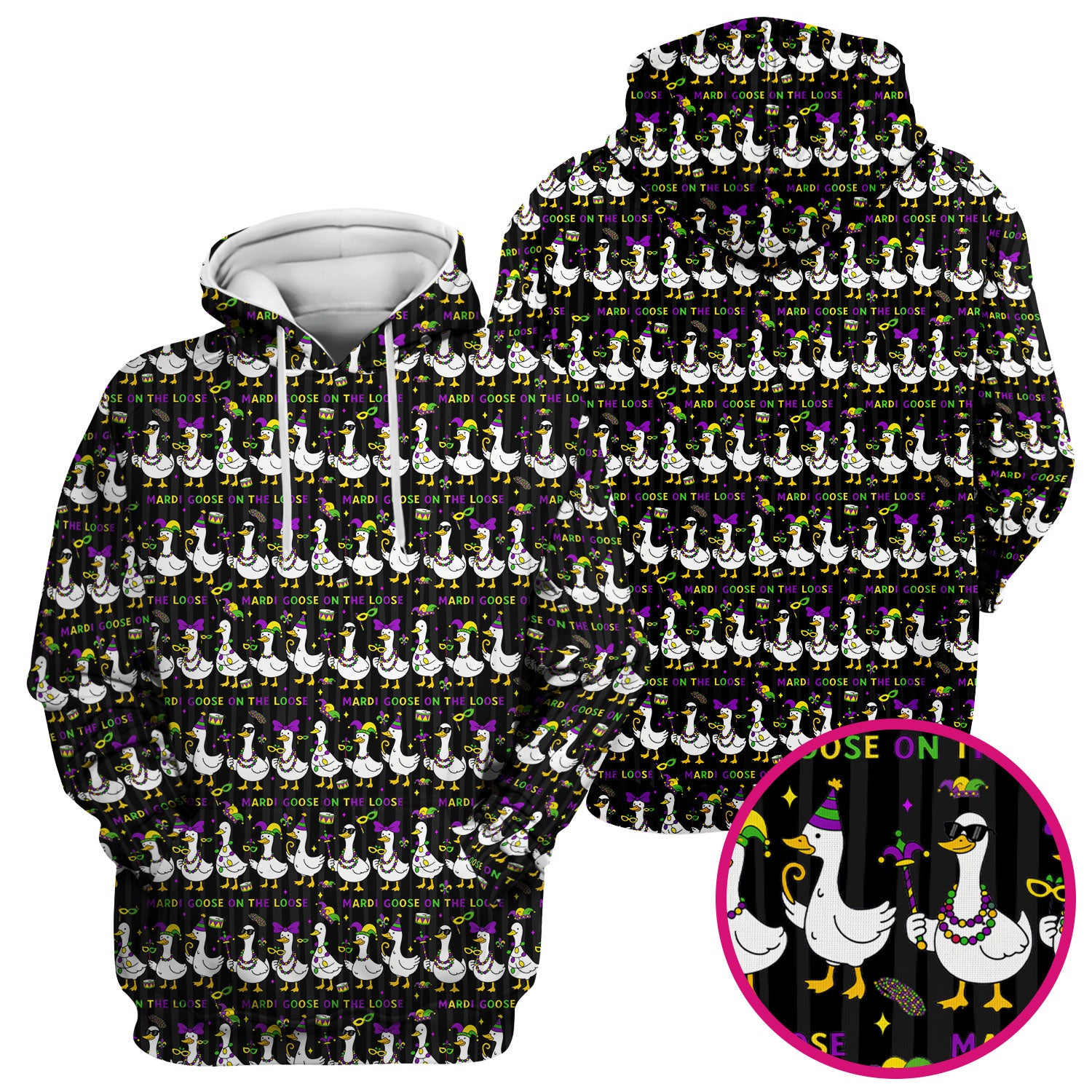 Mardi Gras Goose Nurse Scrub Top, Funny Carnival Medical Pattern Nurse Shirt, Breathable Fabrics Nursing Uniform