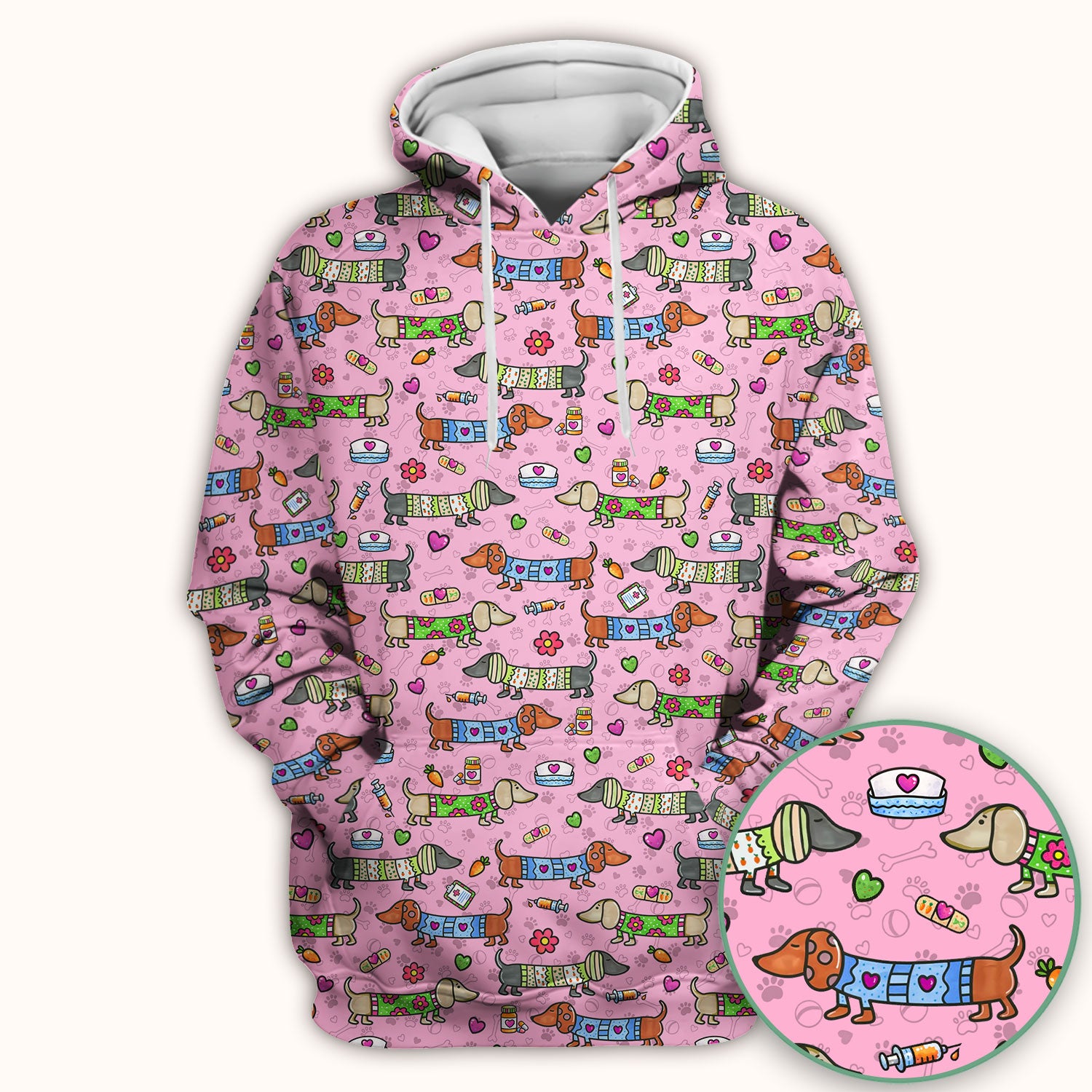 Cute Dachshund Nurse Scrub Top, Funny Wiener Dog Nursing Shirt, Breathable Fabrics Nursing Uniform