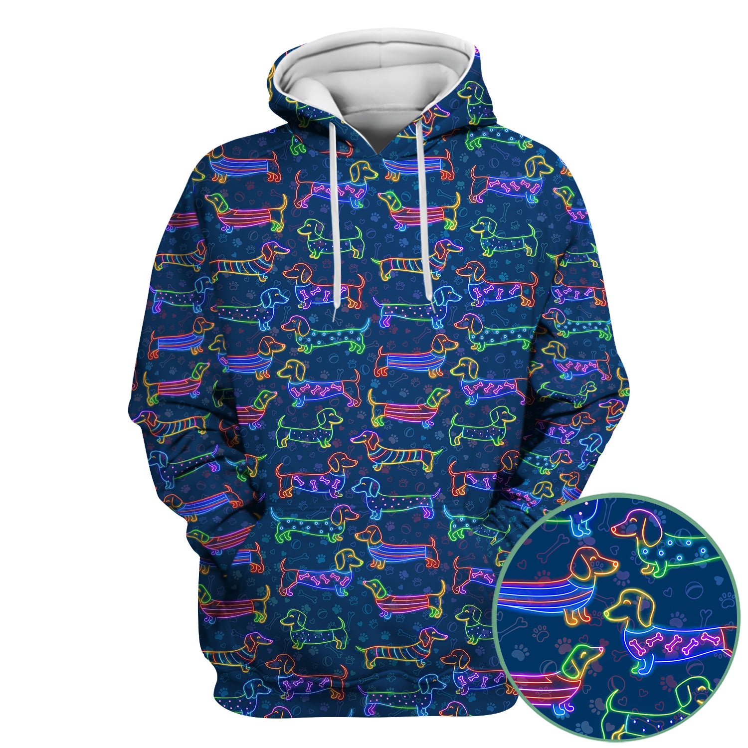Dachshund Nursing Scrub Top – Cute Neon Sausage Dog Shirt for Women – Funny Colorful Medical Uniform RN LPN CNA Gift