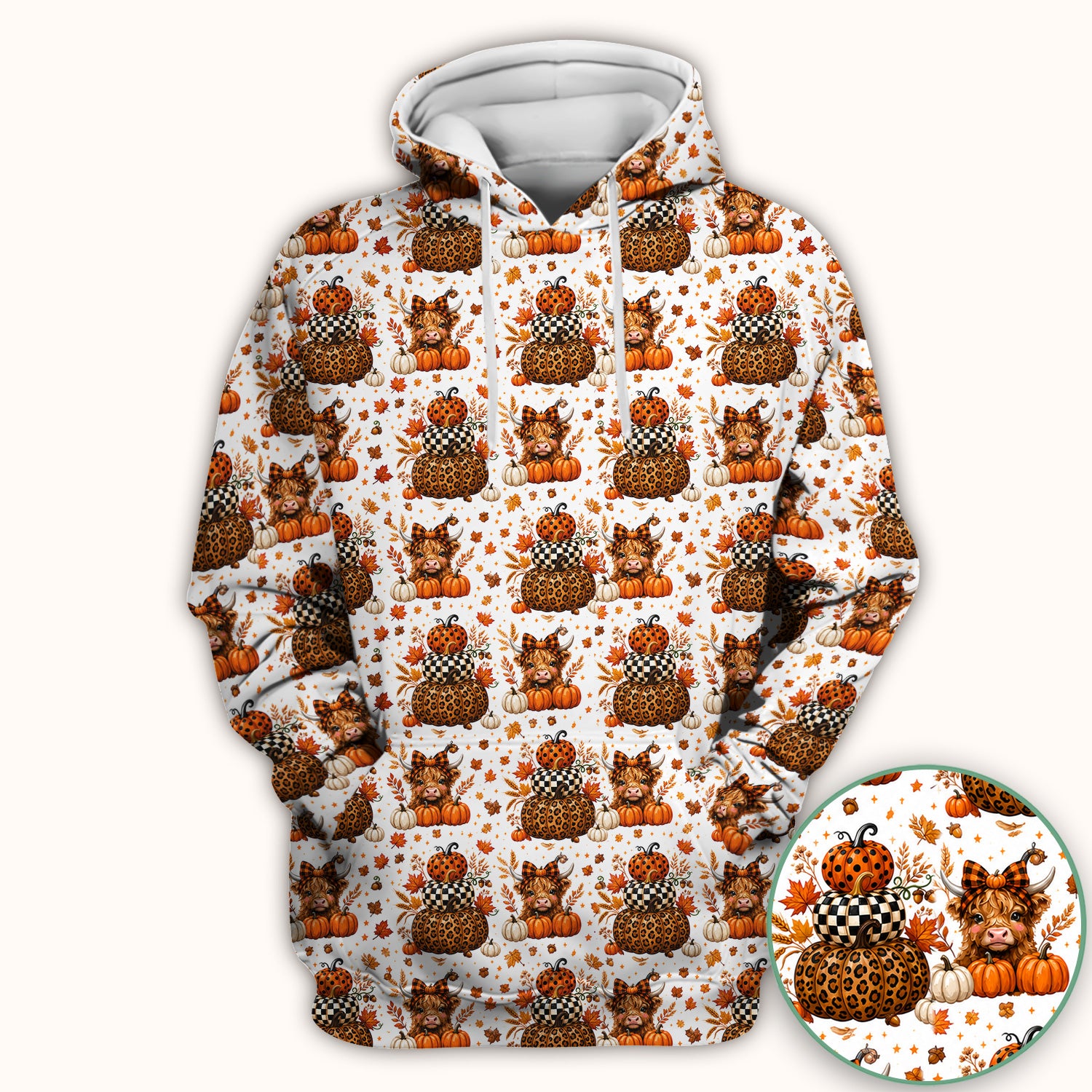Fall Highland Cow Pattern Scrub Top, Comfortable Scrubs for Nurses
