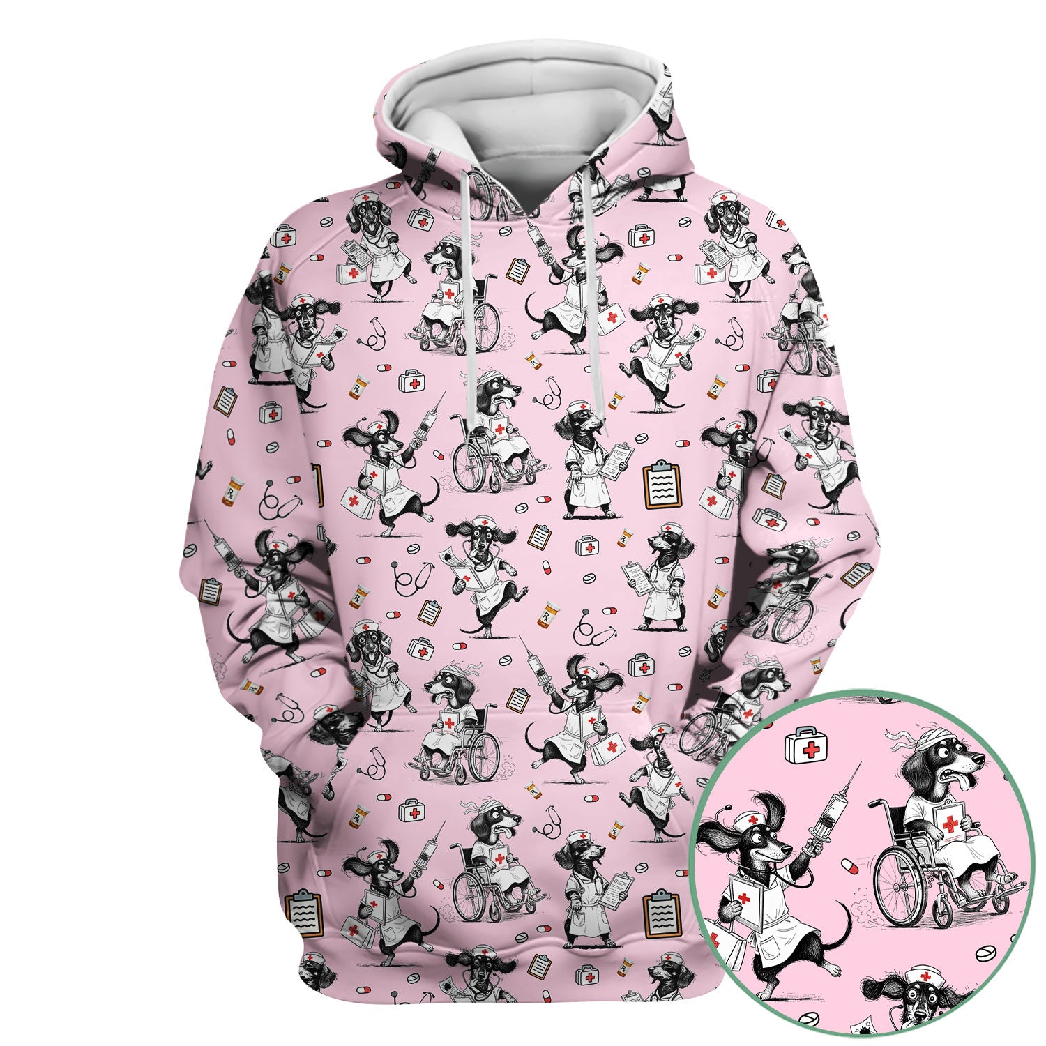Custom Nurse Scrubs for Women - Funny Dog Print Medical Top - Multi Color Personalized Nursing Shirt for Healthcare Workers