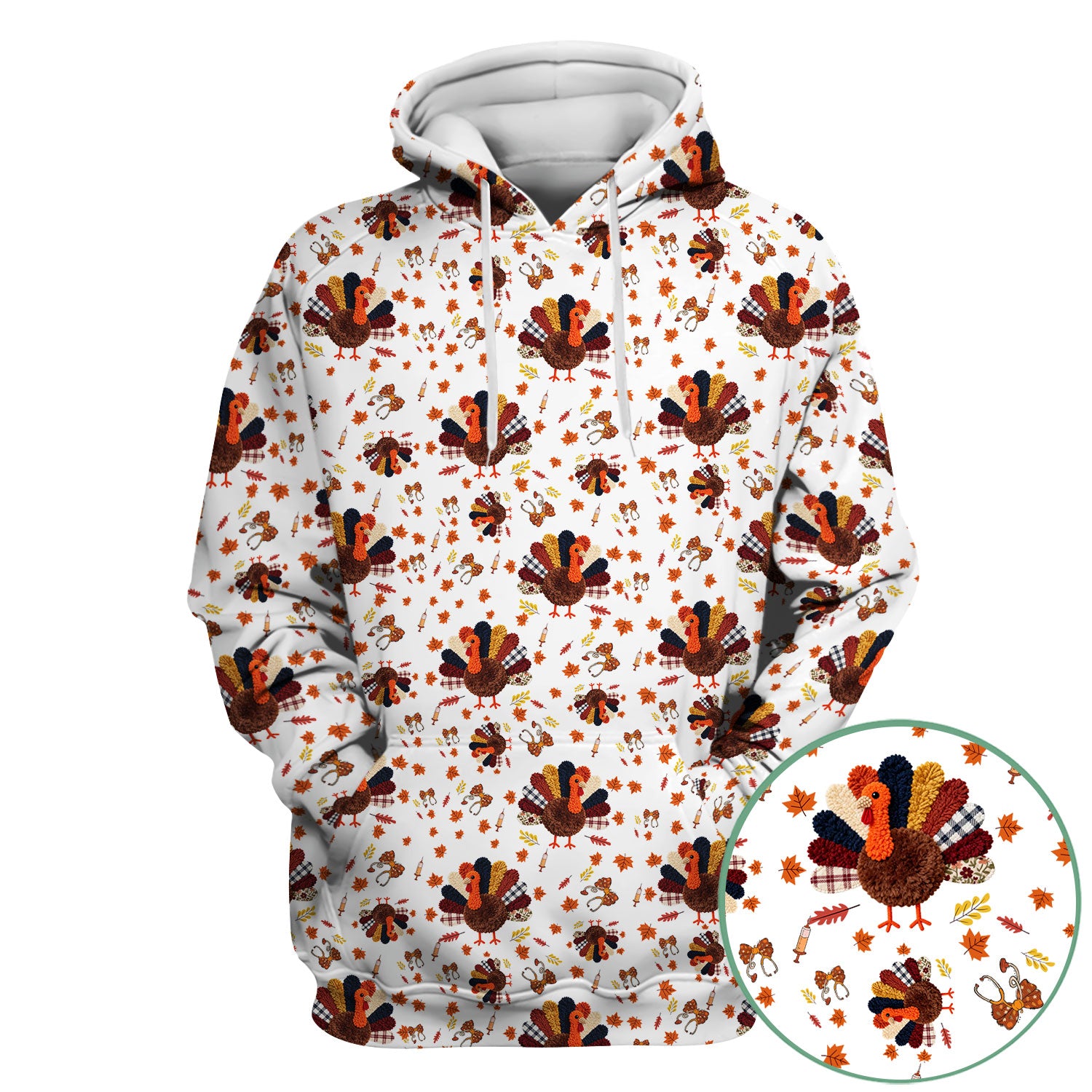 Thanksgiving Comfortable Scrubs for Nurses - Funny Autumn Turkey Shirt - Breathable Fabrics Nursing Uniform