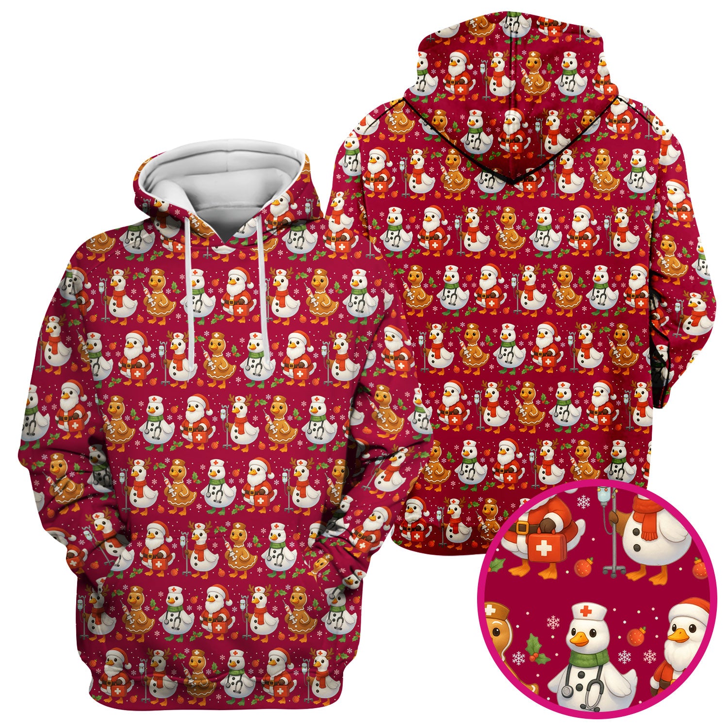 Christmas Goose Scrubs for Women - Funny Holiday Goose Pattern Medical Scrub Top - Festive Christmas Scrubs with Cute Nurse Design