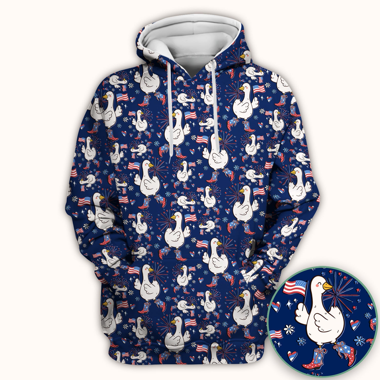 Patriotic Goose With USA Flag Fireworks Scrub Top, Comfortable Scrubs for Nurses