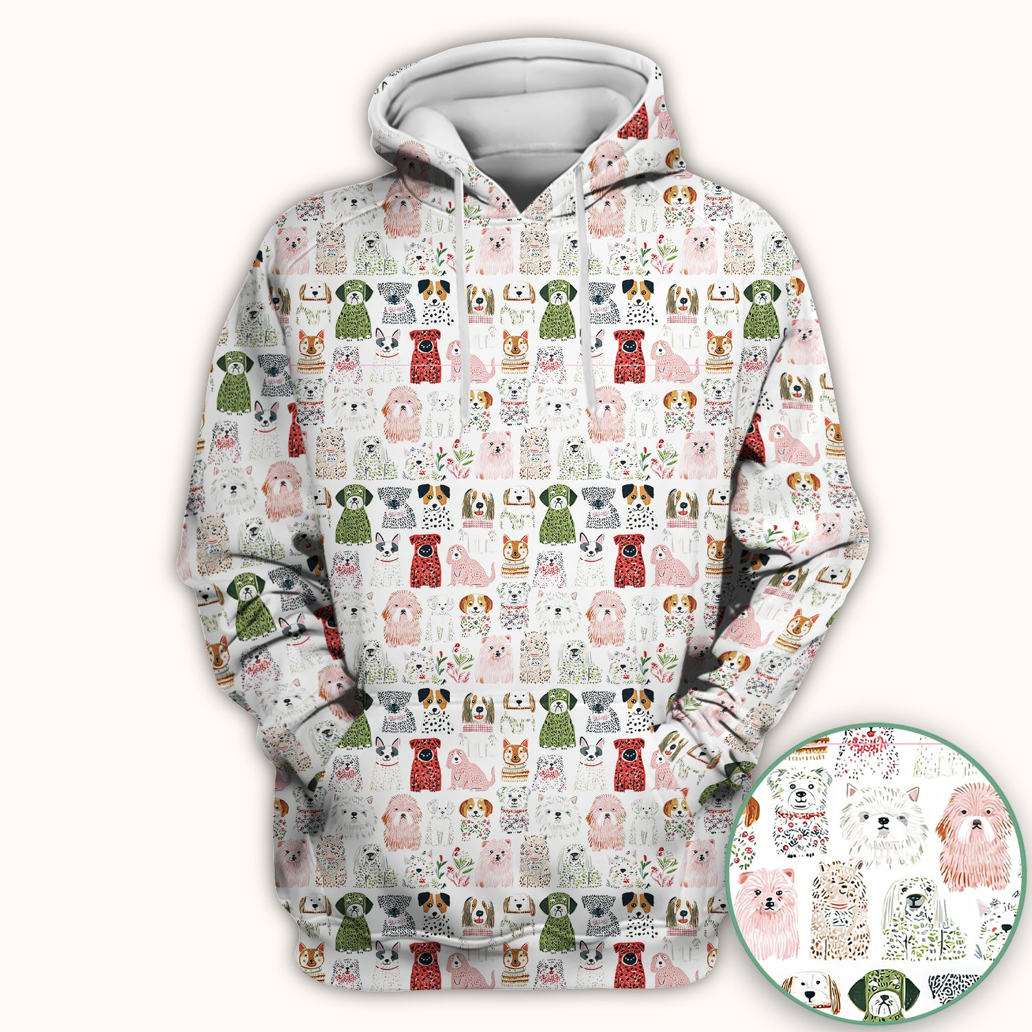 Cute Cartoon Dog Breeds Pattern Scrub Top, Comfortable Scrubs for Nurses