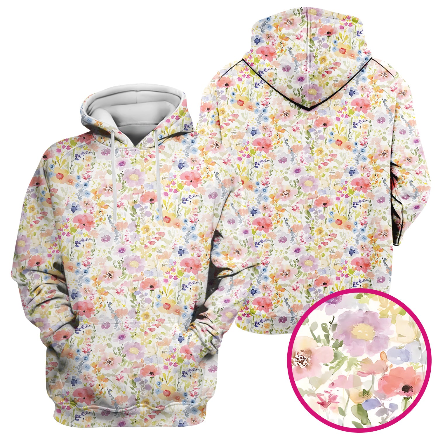 Pastel Watercolor Floral Nursing Scrub Shirt V-Neck Medical Work Top