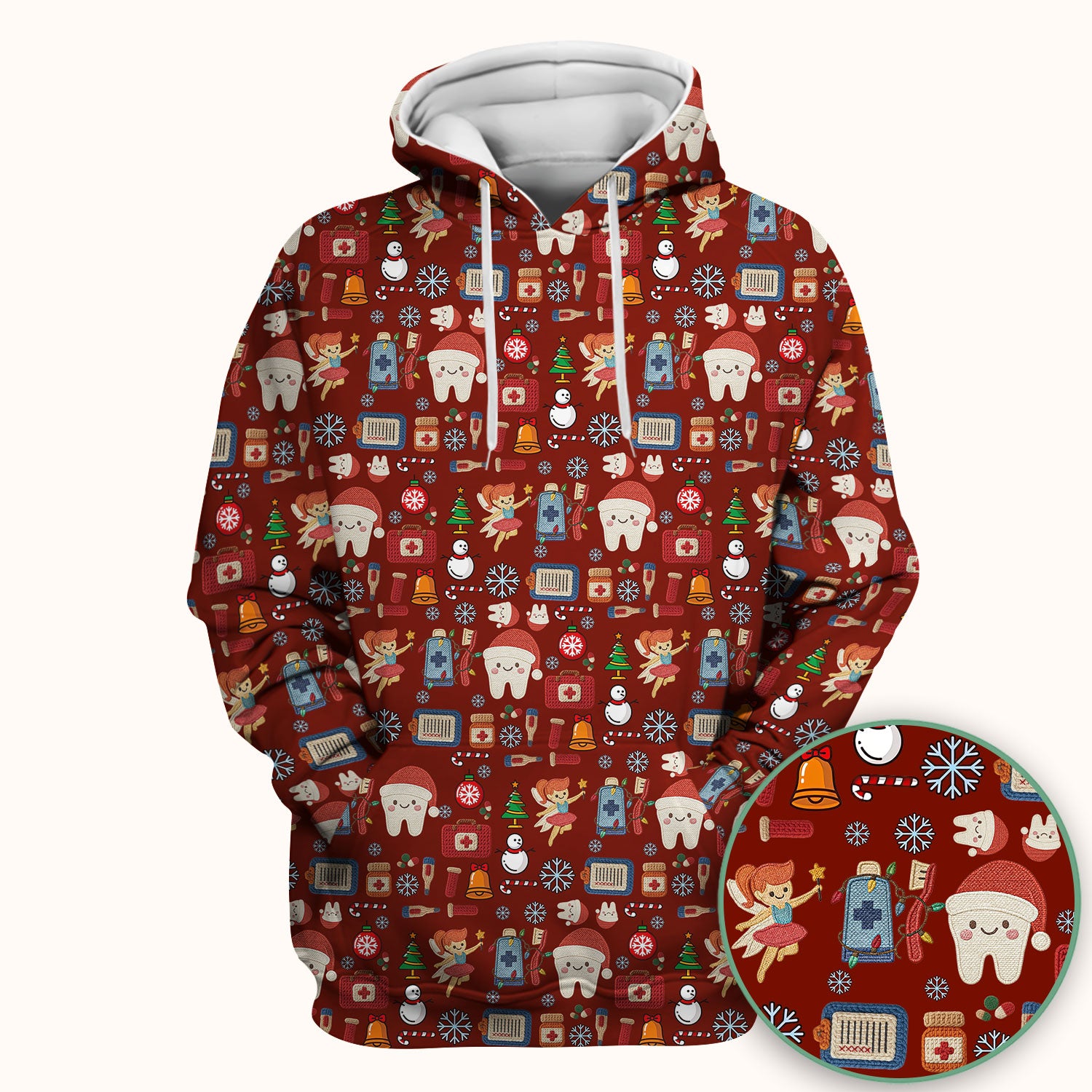 Christmas Dental Scrub Top - Cute Santa Tooth & Snowman Shirt - Festive Holiday Medical Uniform for Dentists, Hygienists & Nurses