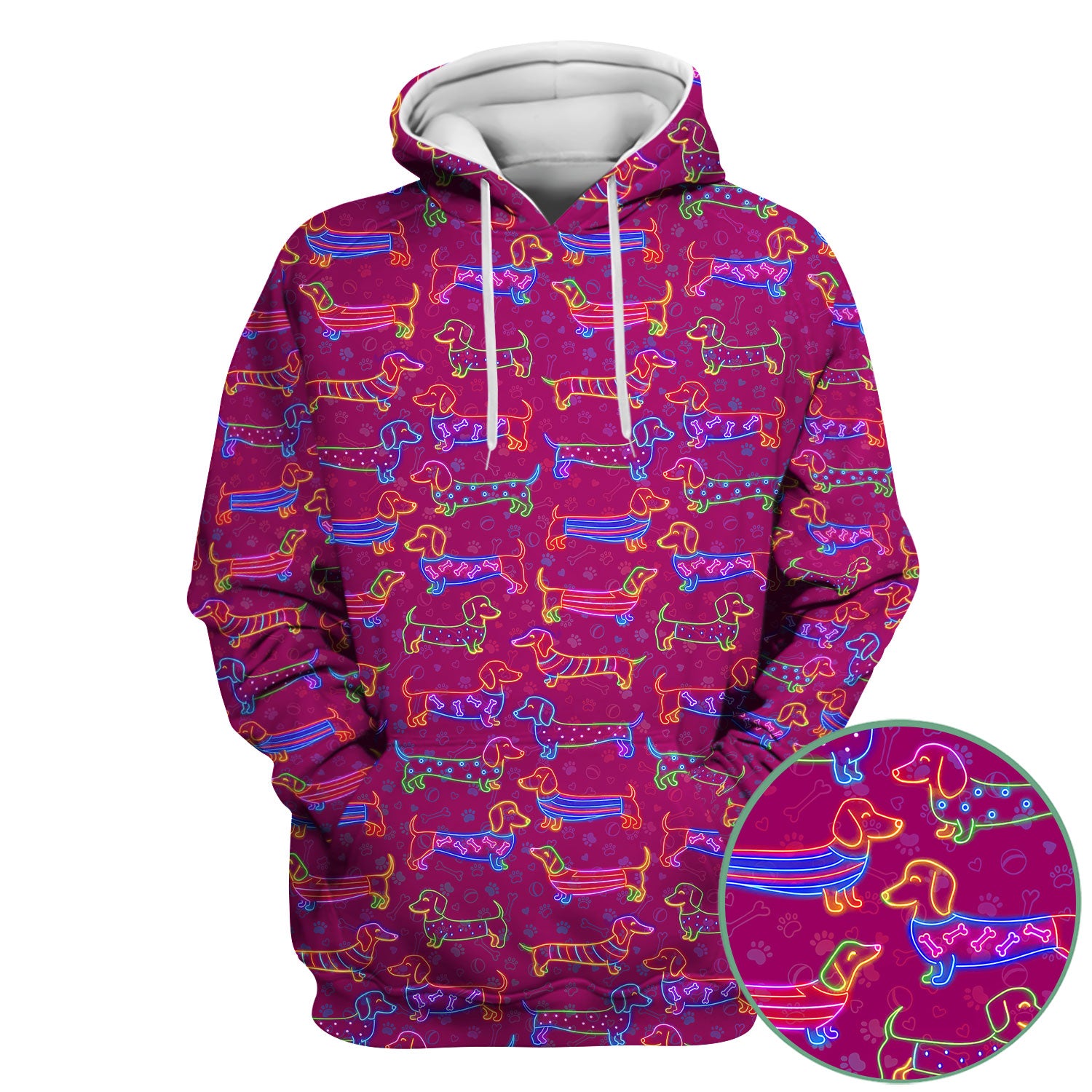 Cute Dachshund Scrub Top for Women – Neon Sausage Dog Nursing Shirt – Funny Colorful Wiener Dog Gift for RN CNA LPN