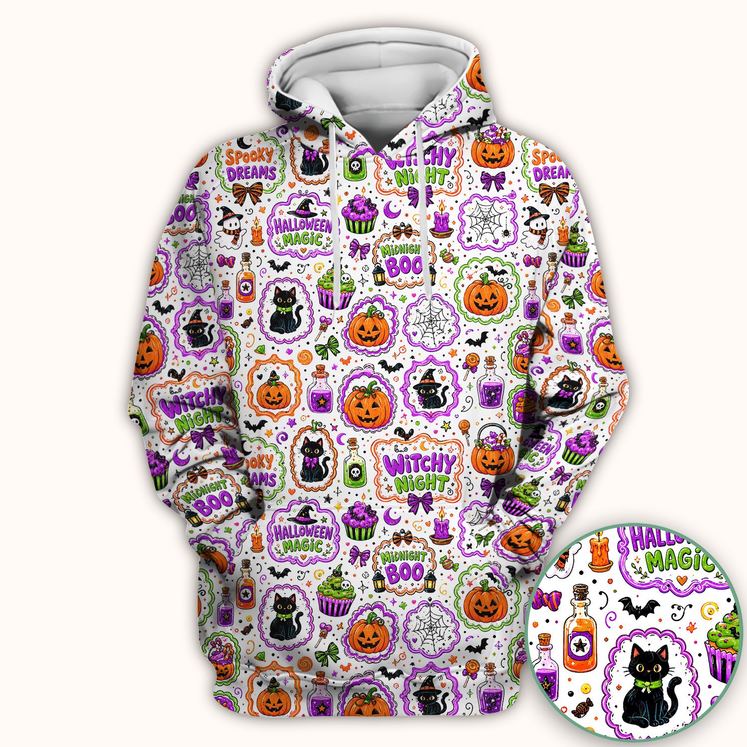 Witchy Halloween Magic And Pumpkins Scrub Top, Comfortable Scrubs for Nurses