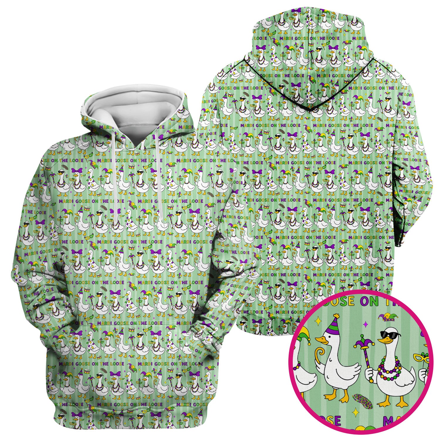 Mardi Gras Goose Nurse Scrub Top, Funny Carnival Medical Pattern Nurse Shirt, Breathable Fabrics Nursing Uniform