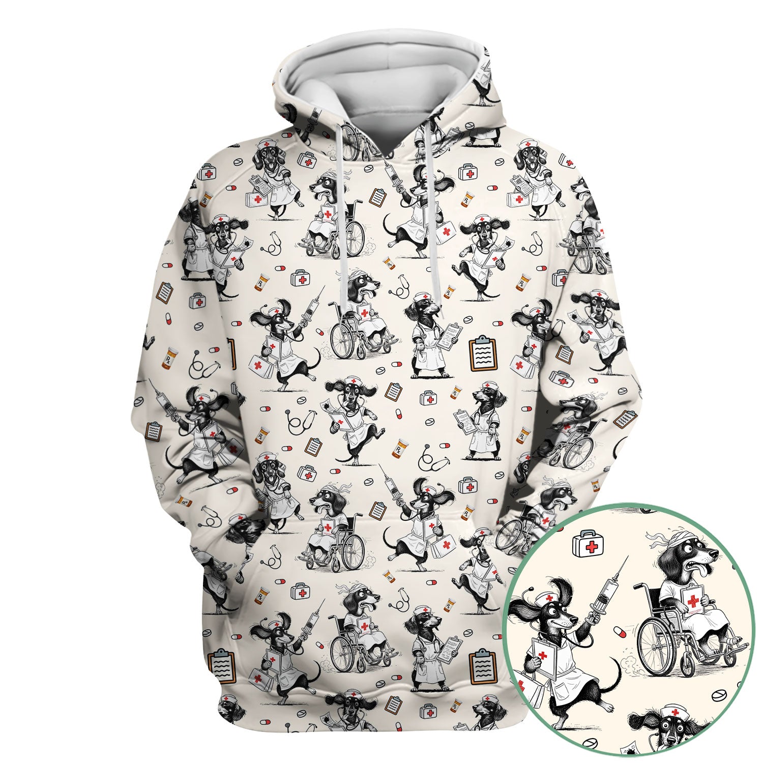 Custom Nurse Scrubs for Women - Funny Dog Print Medical Top - Multi Color Personalized Nursing Shirt for Healthcare Workers
