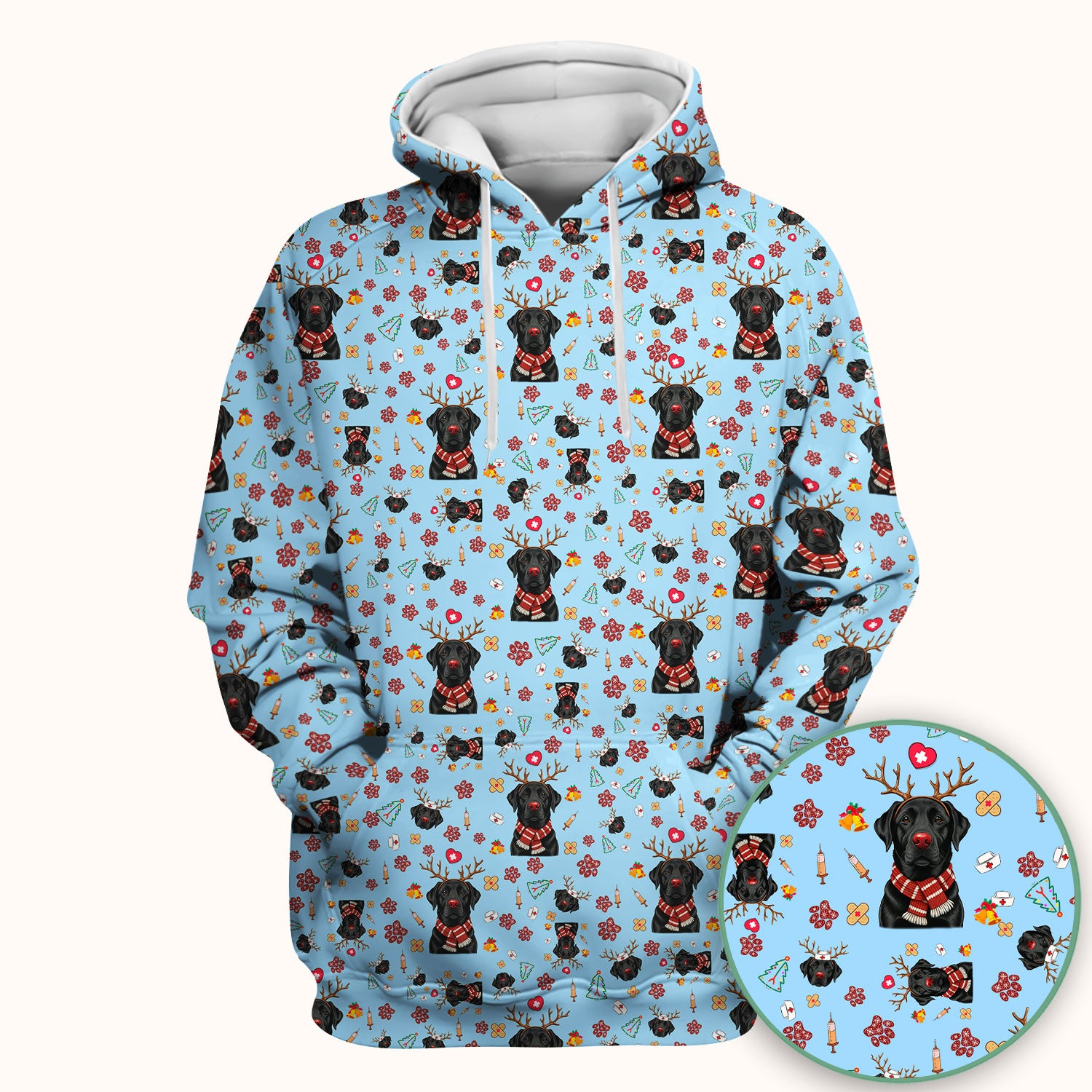 Black Lab Christmas Scrub Top - Funny Labrador Nurse Shirt - Cute Holiday Medical Uniform for Women RN LPN CNA Gift