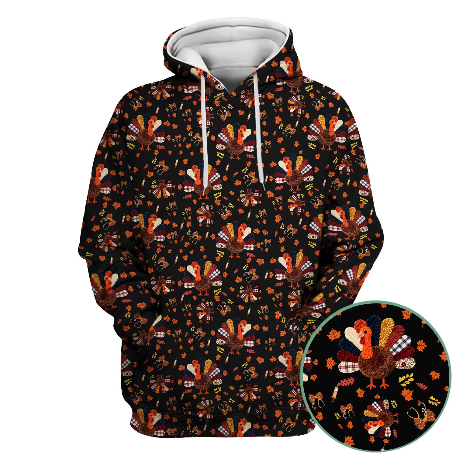 Thanksgiving Comfortable Scrubs for Nurses - Funny Autumn Turkey Shirt - Breathable Fabrics Nursing Uniform