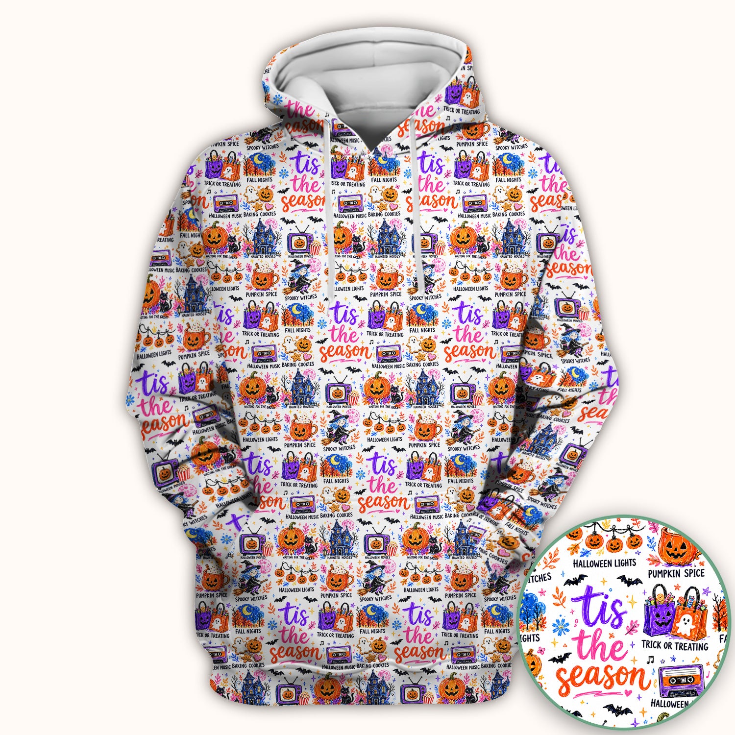 Pumpkin Ghost Spooky Season Print Scrub Top, Comfortable Scrubs for Nurses