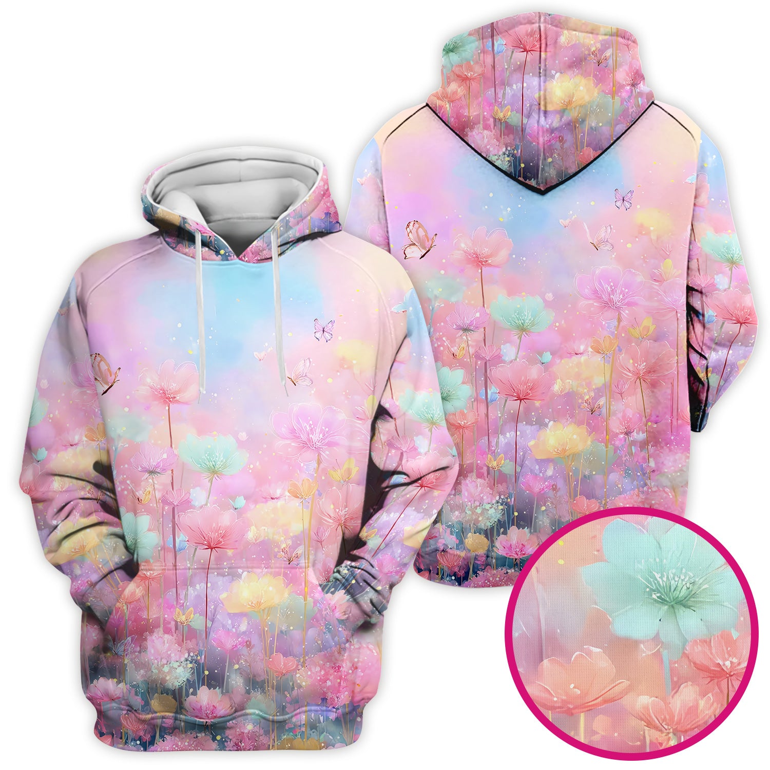 Dreamy Pastel Watercolor Floral Garden Scrub Top, Breathable Fabrics Nursing Uniform
