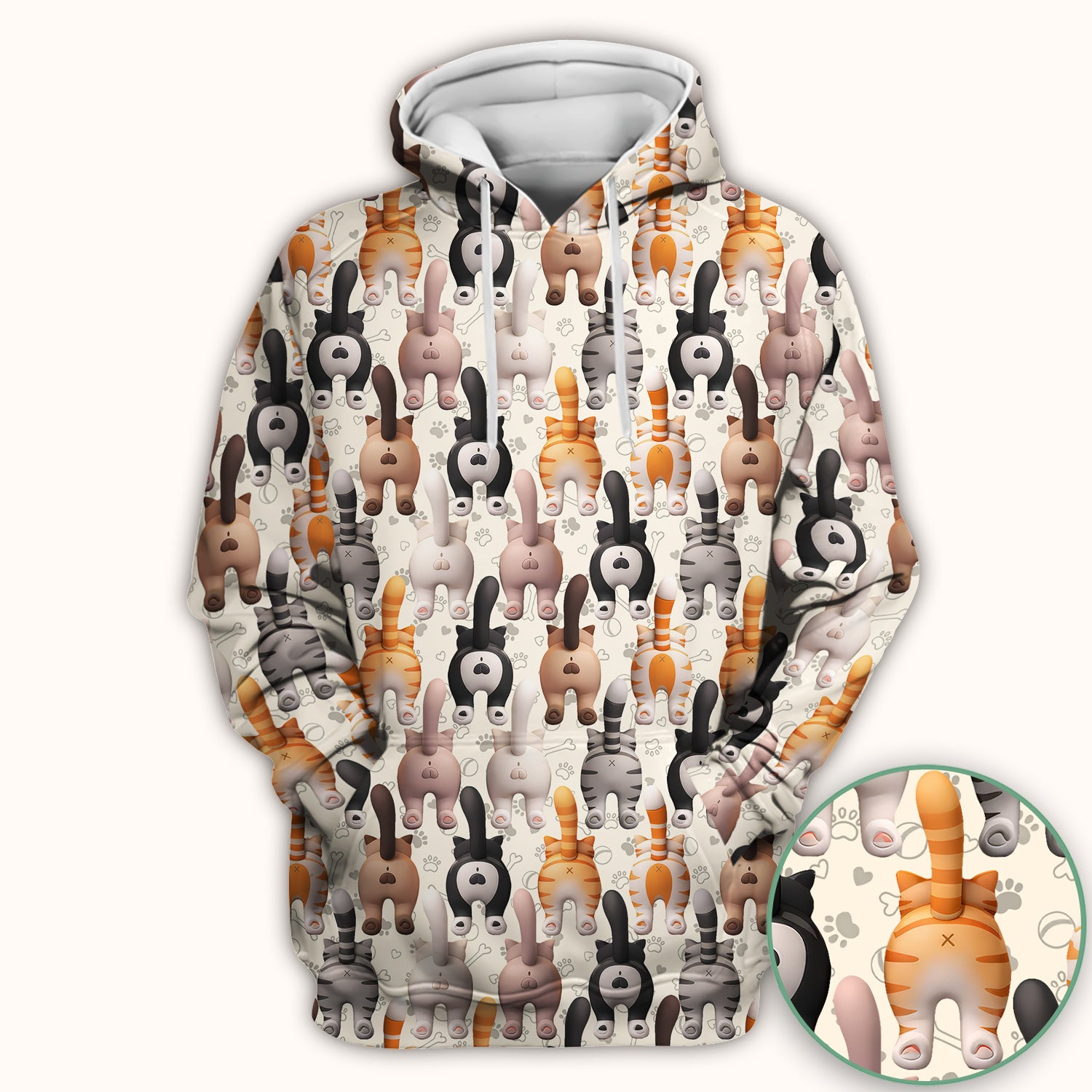 Funny Cat Butt Paw Print Pattern Scrub Top, Comfortable Scrubs for Nurses