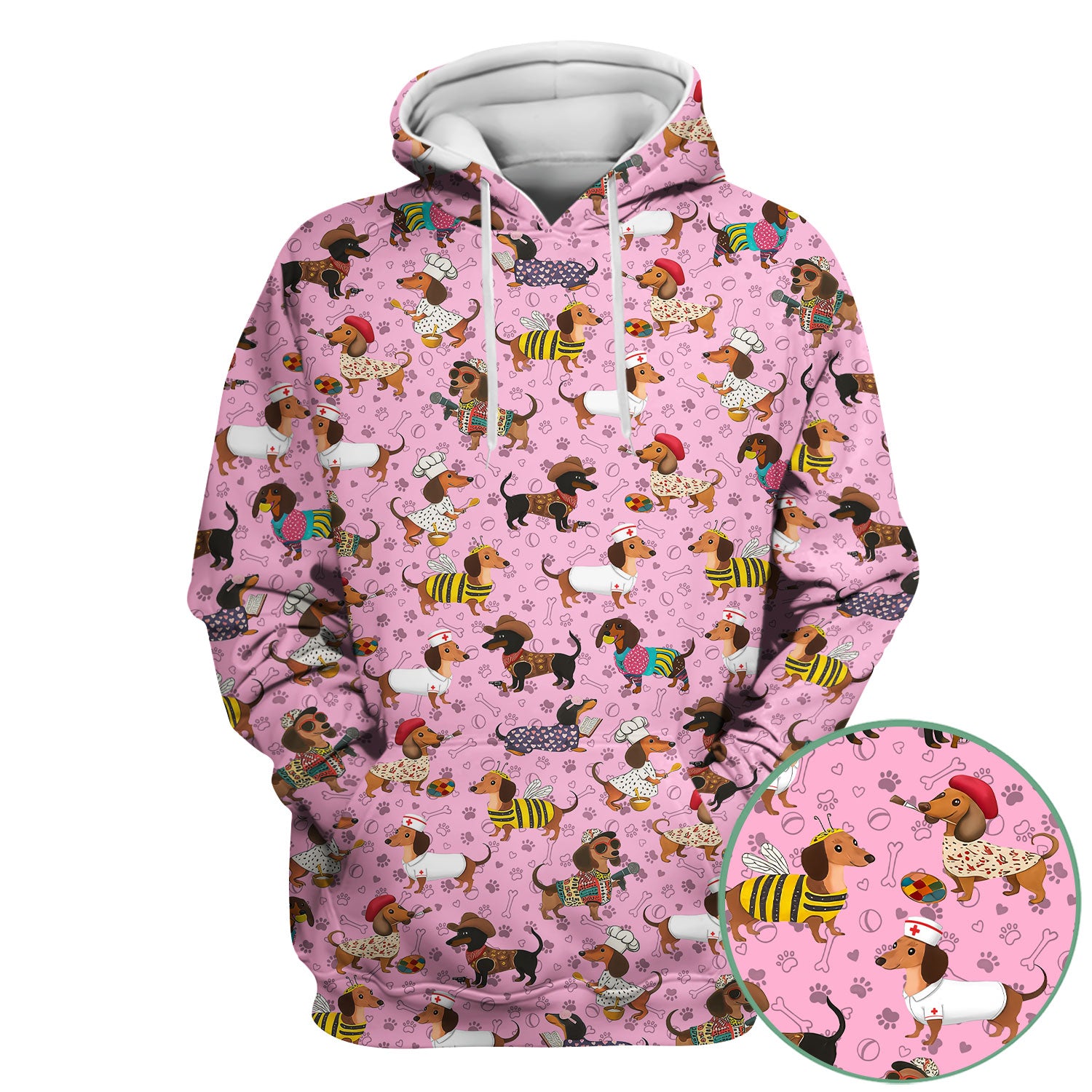 Funny Dachshund Scrub Top for Nurses - Wiener Dog in Bee, Chef, Nurse Costumes - Cute Sausage Dog Medical Shirt RN CNA LPN