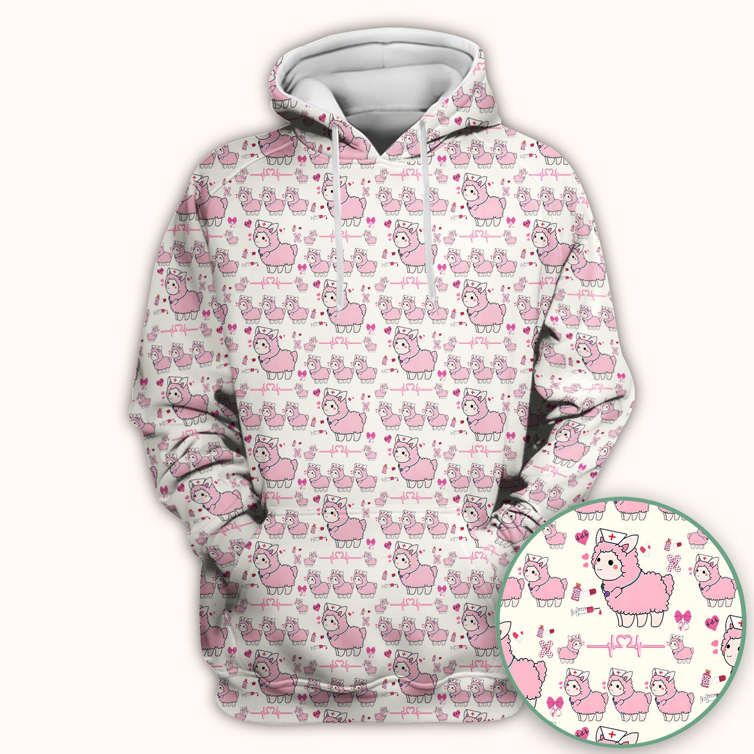 Llama Ain't Got Time For Your Drama Scrub Top, Funny Pattern Scrub Shirt, Breathable Fabrics Nursing Uniform