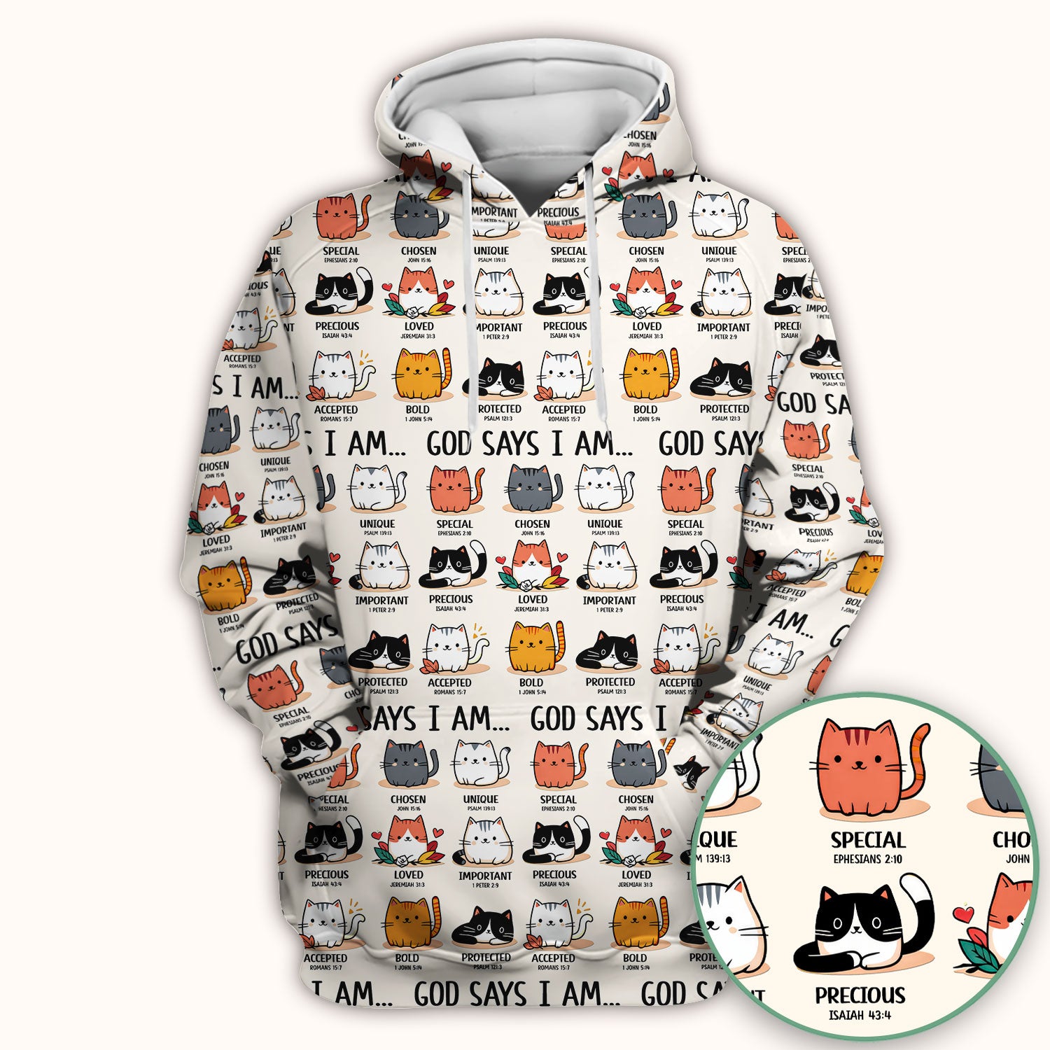 Cute Christian Cat God Says I Am Scrub Top, Comfortable Scrubs for Nurses