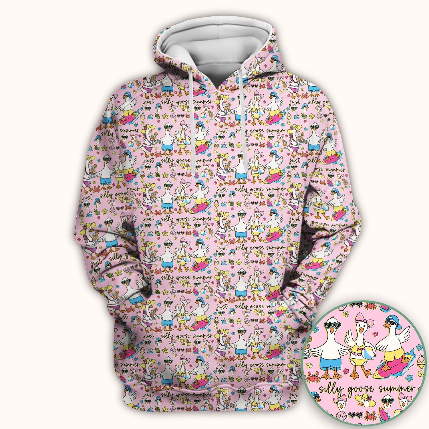 Silly Goose Summer Pattern Scrub Top, Breathable Fabrics Nursing Uniform