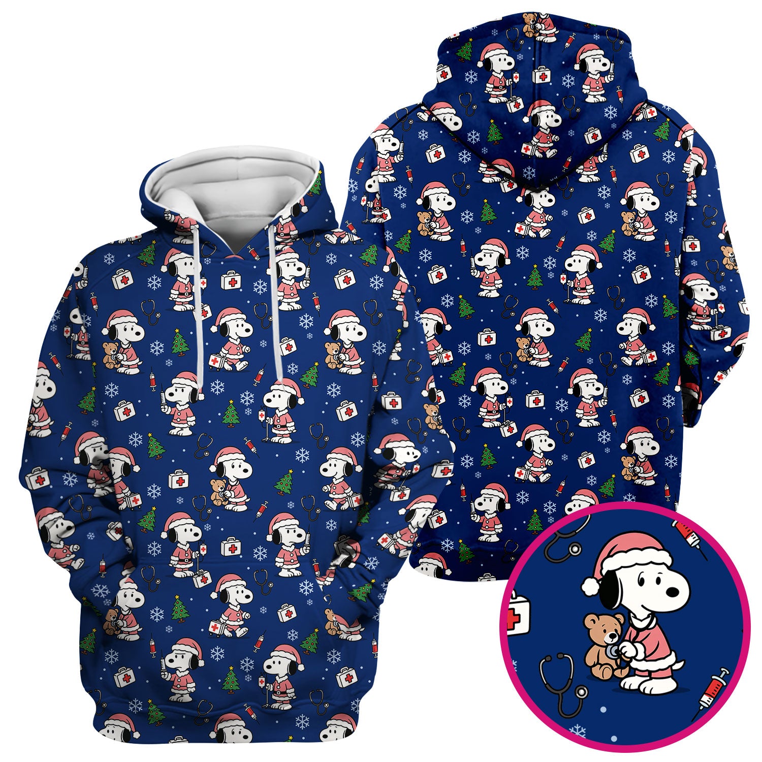 Snoopy Holiday Scrubs Top Multi Colors - Funny Xmas Nurse Shirt Women - Cute Christmas Scrub Top Gift for Healthcare Workers