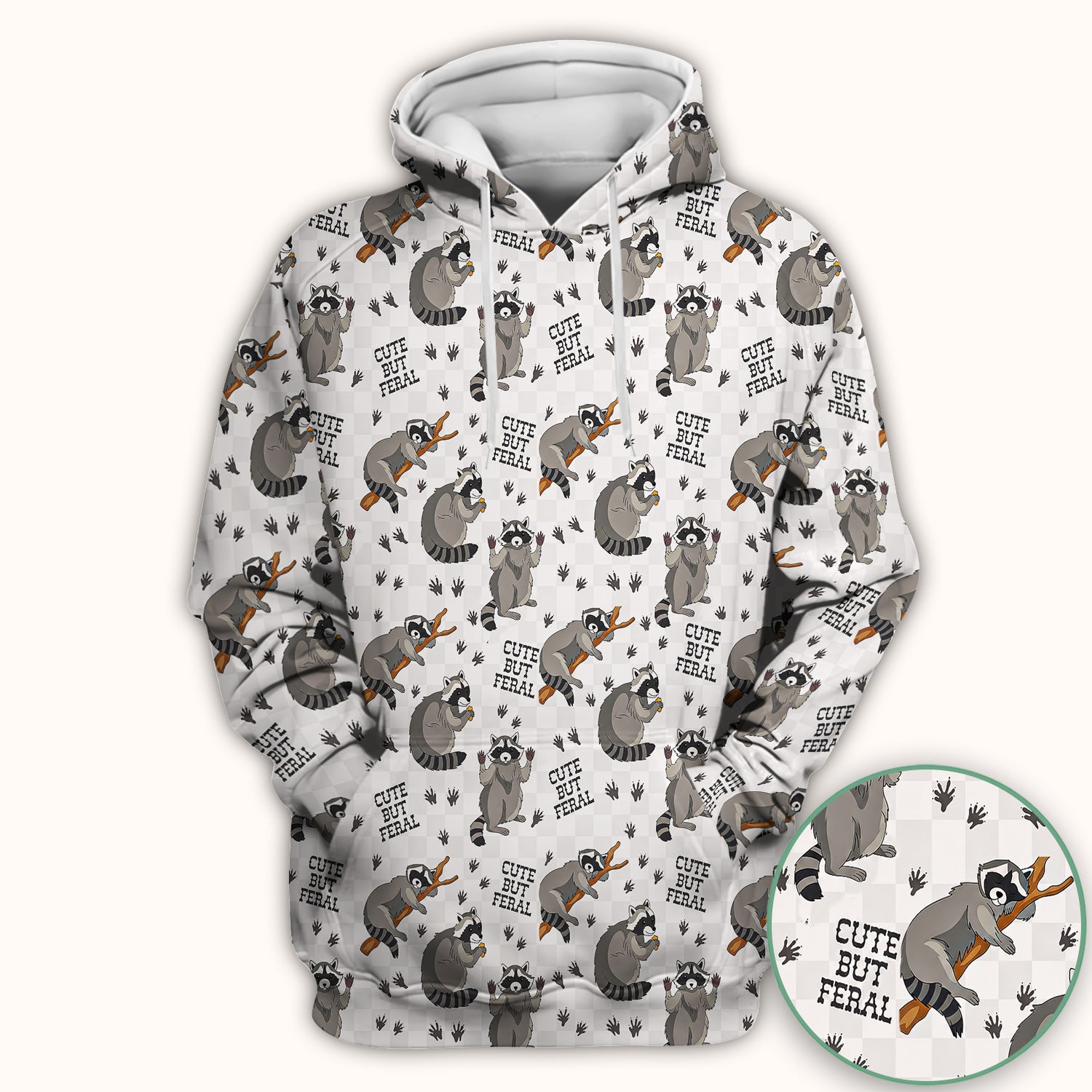 Funny Feral Raccoon Pattern Scrub Top, Comfortable Scrubs for Nurses