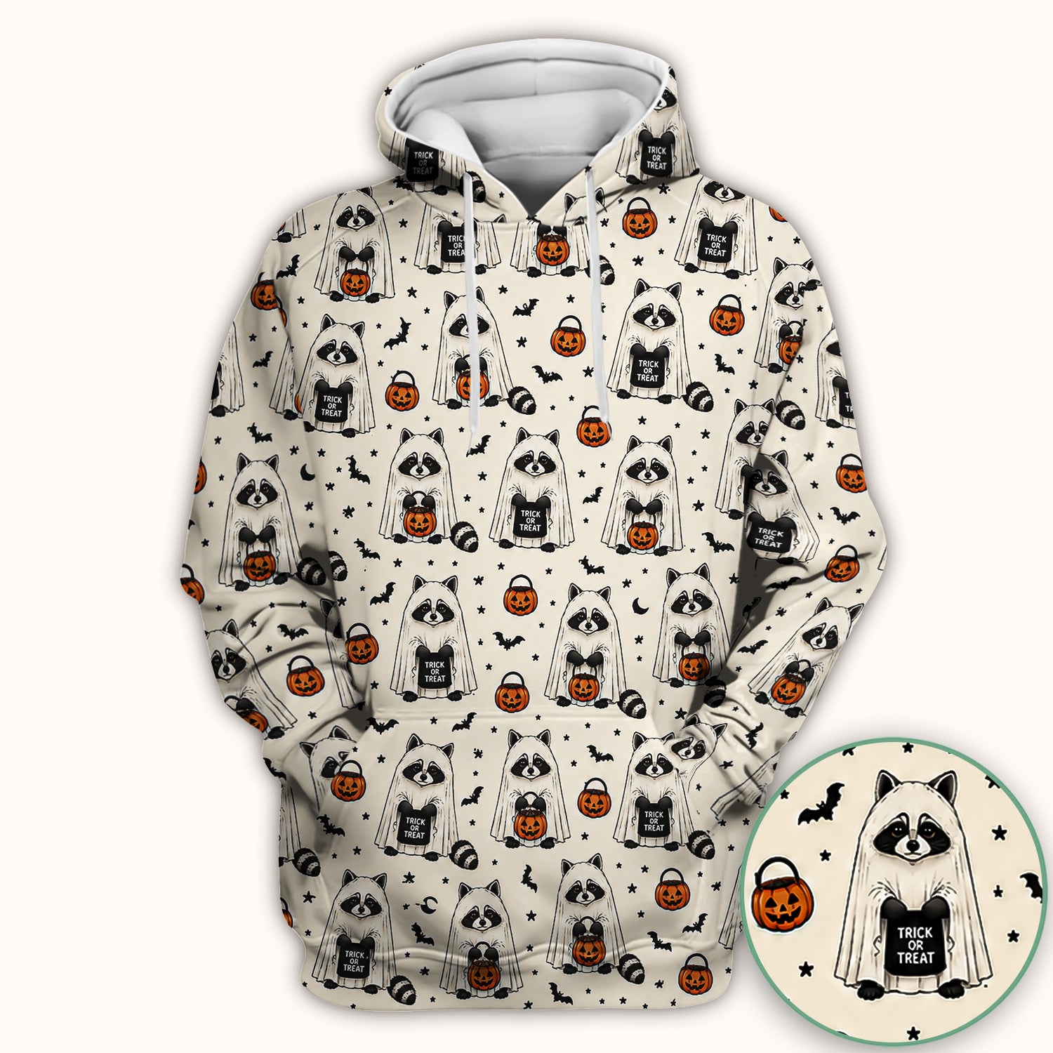 Cute Halloween Ghost Raccoon Scrub Top, Comfortable Scrubs for Nurses