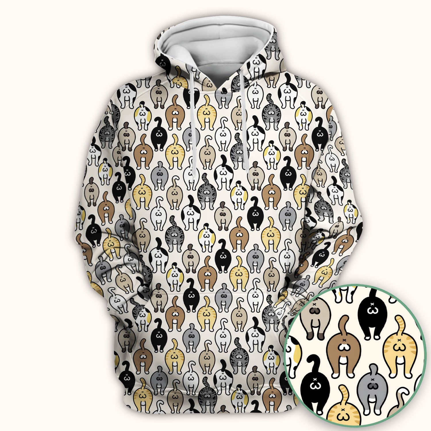 Cat Lover Nurse Scrub Top, Funny Cat Butt Pattern Medical Shirt, Breathable Fabrics Nursing Uniform