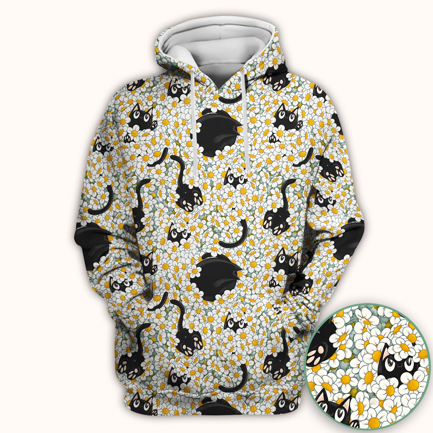 Daisy Black Cat Nurse Scrub Top for RN, CNA, Veterinary Staff, Cat Lover Uniform