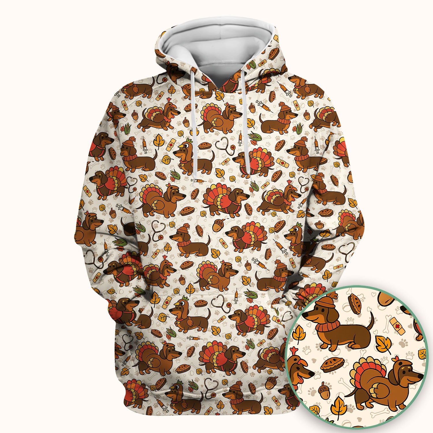 Thanksgiving Wiener Dog Scrub Top - Funny Dachshund TurkeChicken Nurse Shirt for Women - Cute Holiday Medical Uniform