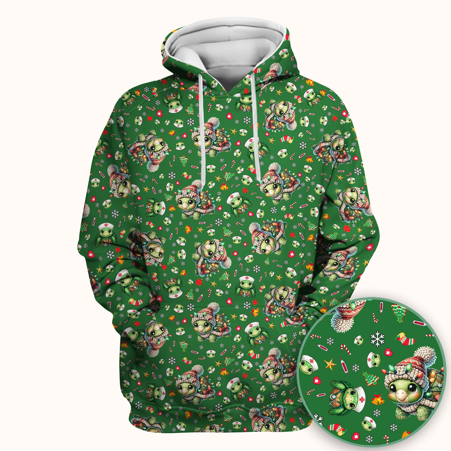 Christmas Turtle Scrub Top - Cute Funny Nurse Shirt - Holiday Medical Uniform for Women RN LPN CNA Gift Idea