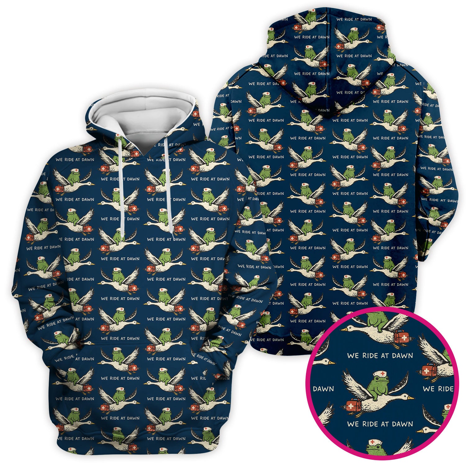Funny Frog Riding Goose Nurse Pattern Scrub Top, Comfortable Scrubs for Nurses