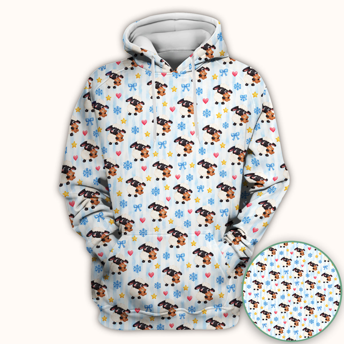 Cute Winter Lambs Holding Teddy Bears Scrub Top, Comfortable Scrubs for Nurses