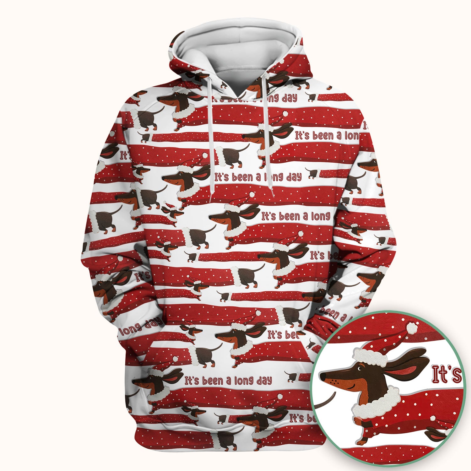 Funny Dachshund Christmas Scrub Top - It's Been a Long Day Shirt - Cute Wiener Dog Holiday Medical Uniform for Women