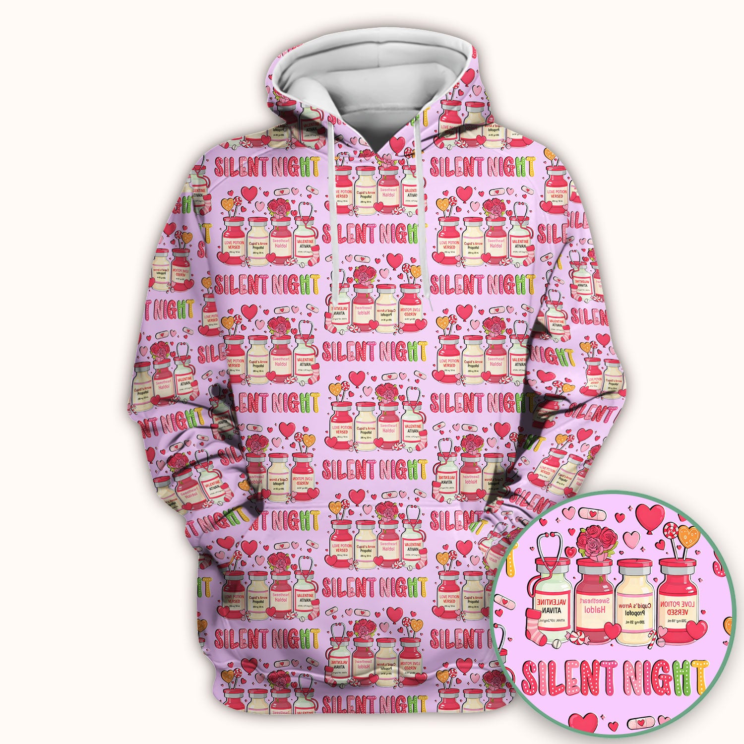 Valentine Silent Night Love Design Scrubs Top, Comfortable Scrubs for Nurses