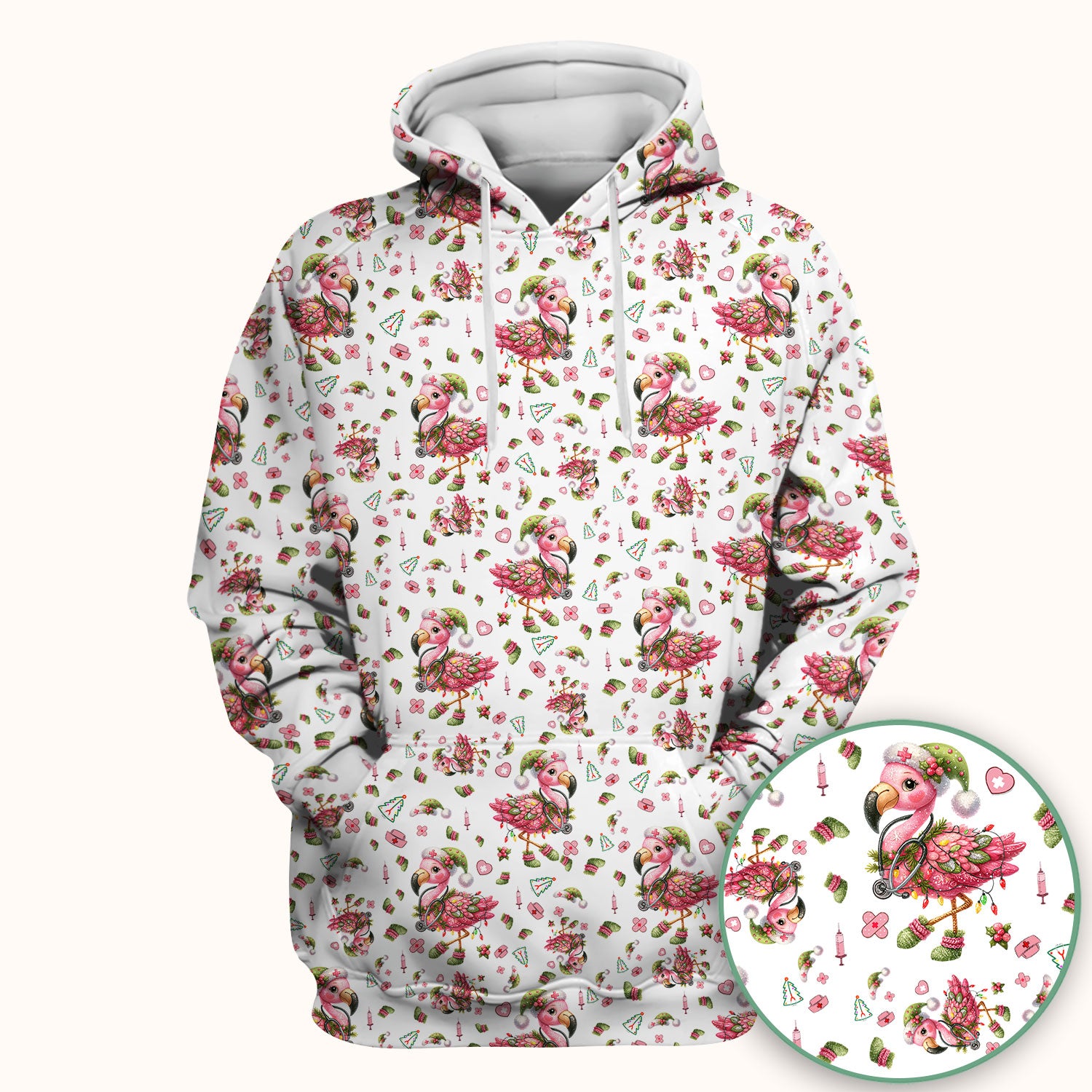 Flamingo Scrub Top for Nurse - Funny Christmas Medical Shirt - Holiday Christmas Gift for Healthcare Workers