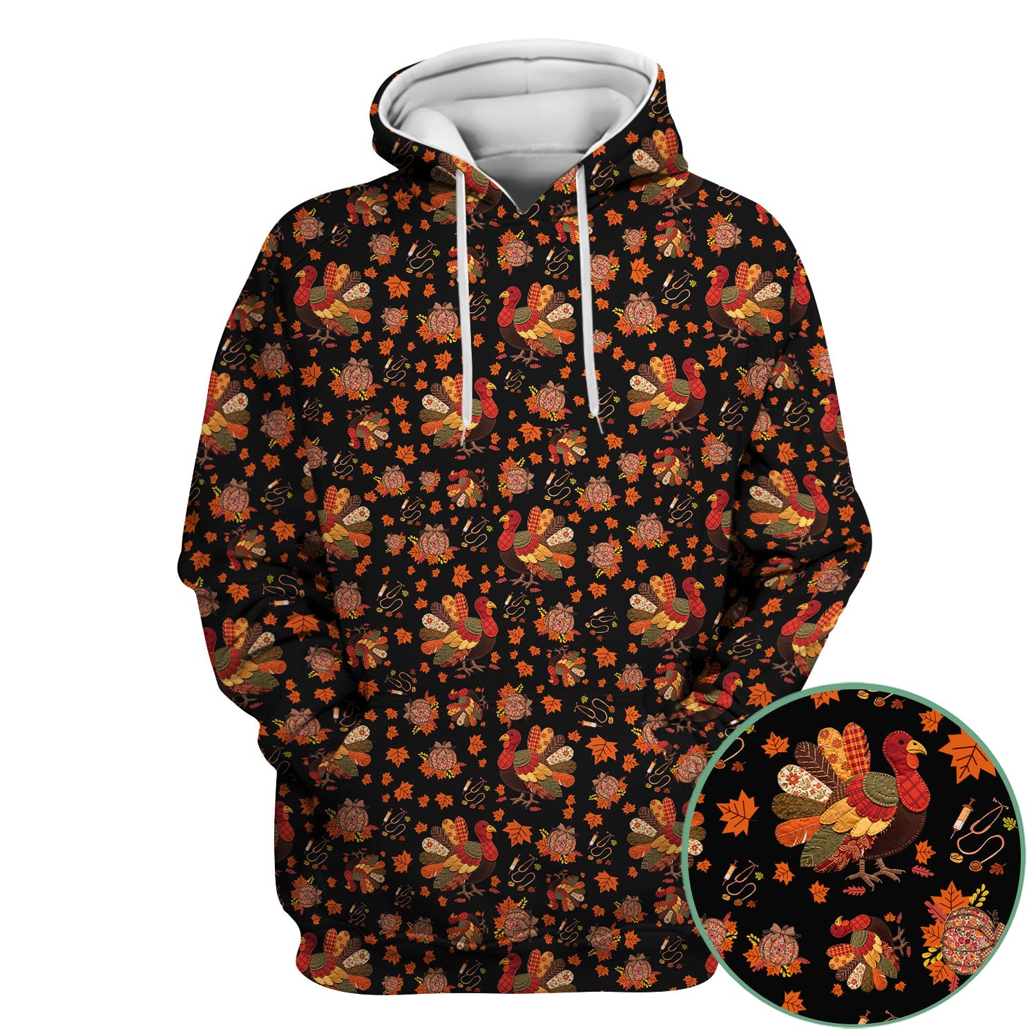 Fall Leaves Thanksgiving Scrubs for Nurses - Comfortable Scrub Tops - Turkey Nursing Uniform Gift for Women