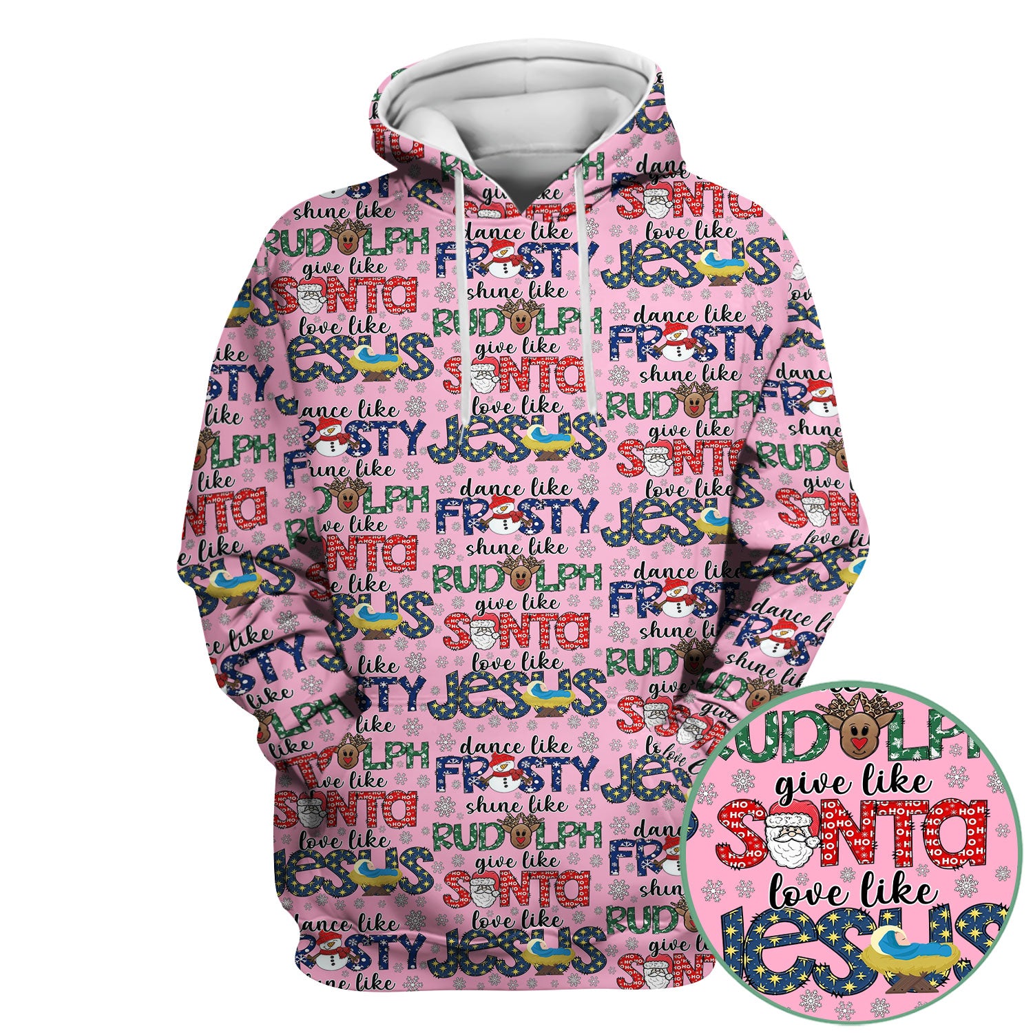 Christmas Rudolph Nurse Scrub Top for Women - Dance Like Frosty Shine Like Rudolph Give Like Santa Love Like Jesus - Holiday Med Shirt