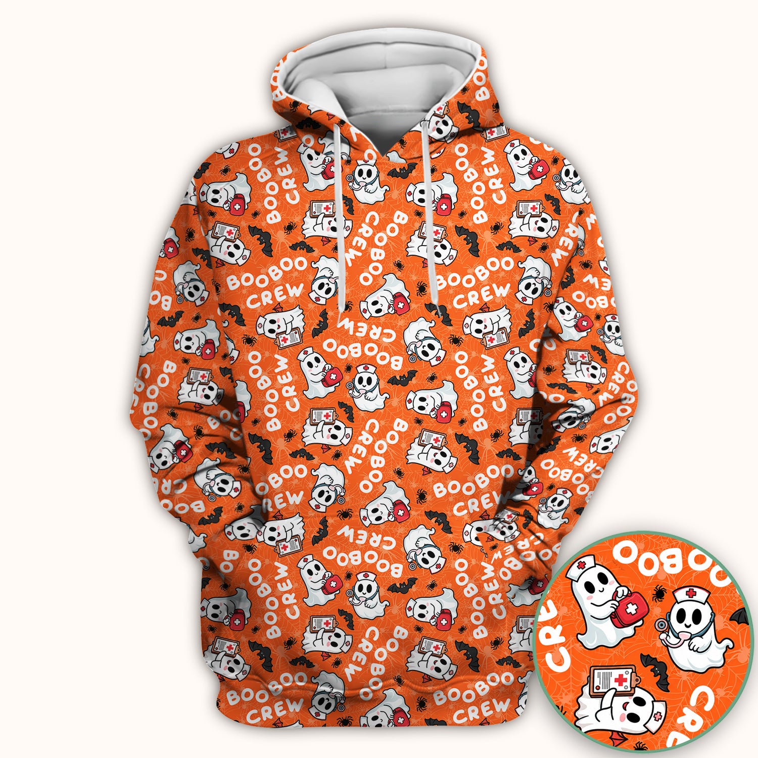 Cute Halloween Boo Boo Crew Ghost Scrub Top, Comfortable Scrubs for Nurses